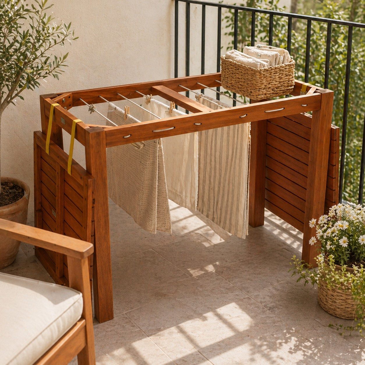 DEGAMO Gartentisch (1-St), mit Wäscheständerfunktion, 60x100cm, Eukalyptus