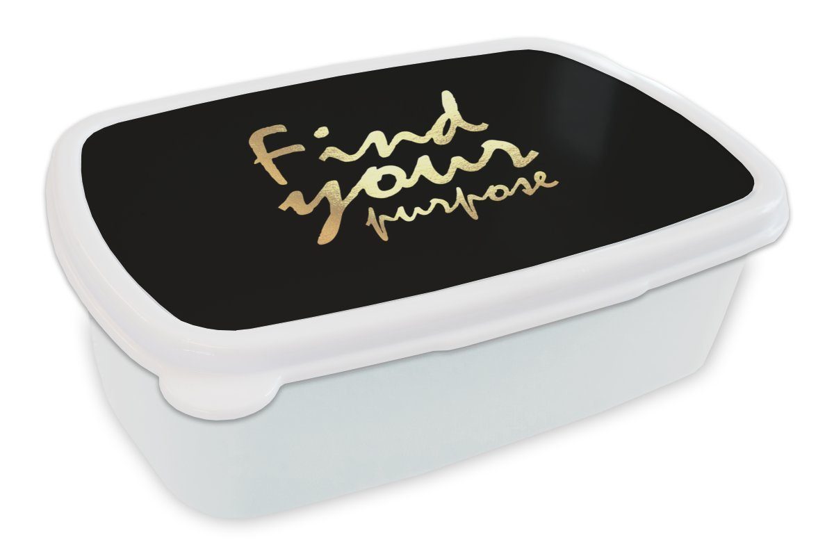 Brotbox - Jungs Brotdose, Ziel (2-tlg), MuchoWow Kinder und Zitat für - Gold, Erwachsene, weiß Kunststoff, Schwarz für Lunchbox - Mädchen und