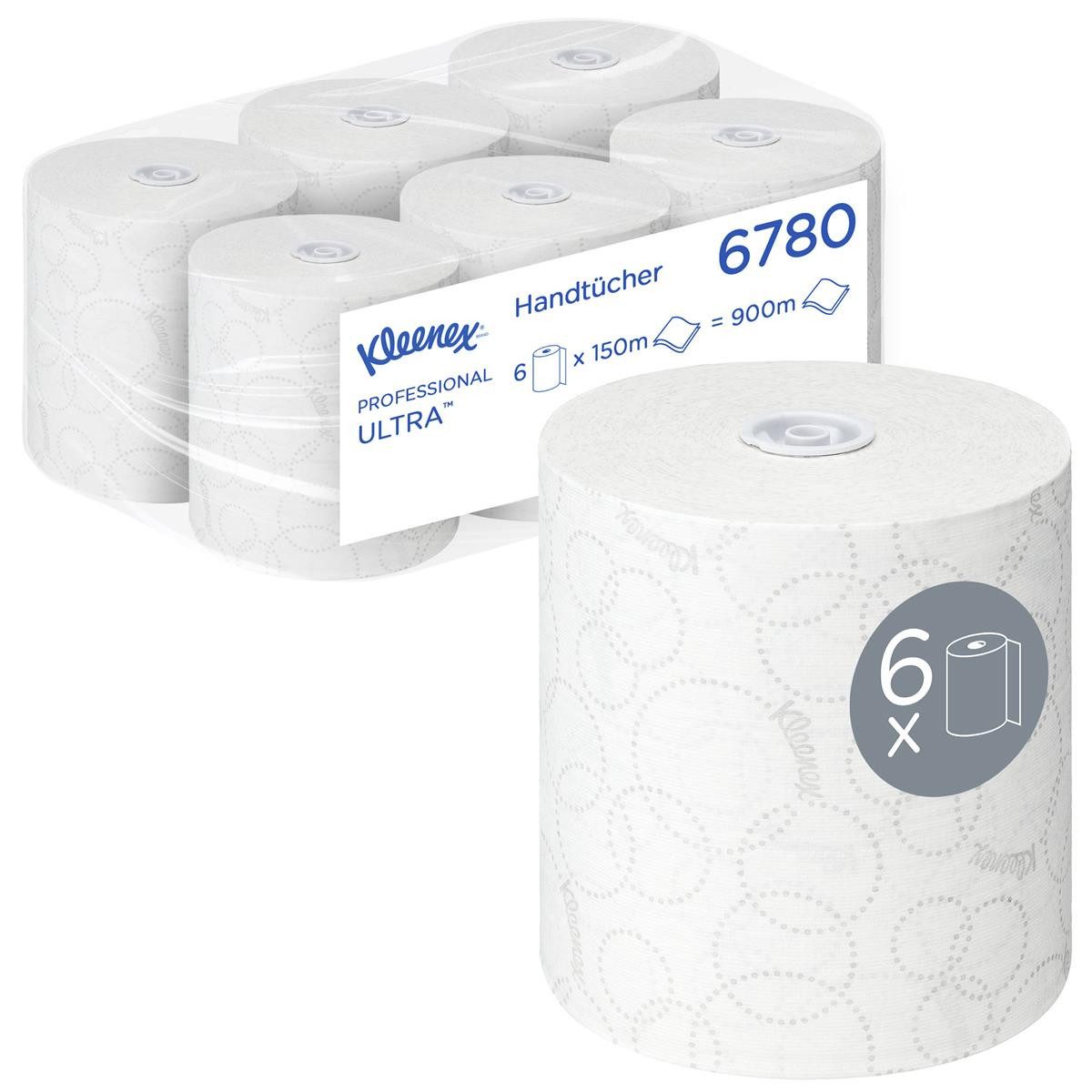 KIMBERLY-CLARK Papierhandtuch Kleenex Rollenhandtuch Ultra 6780 2lagig 150m AIRFLEX ws 6 St./Pack.