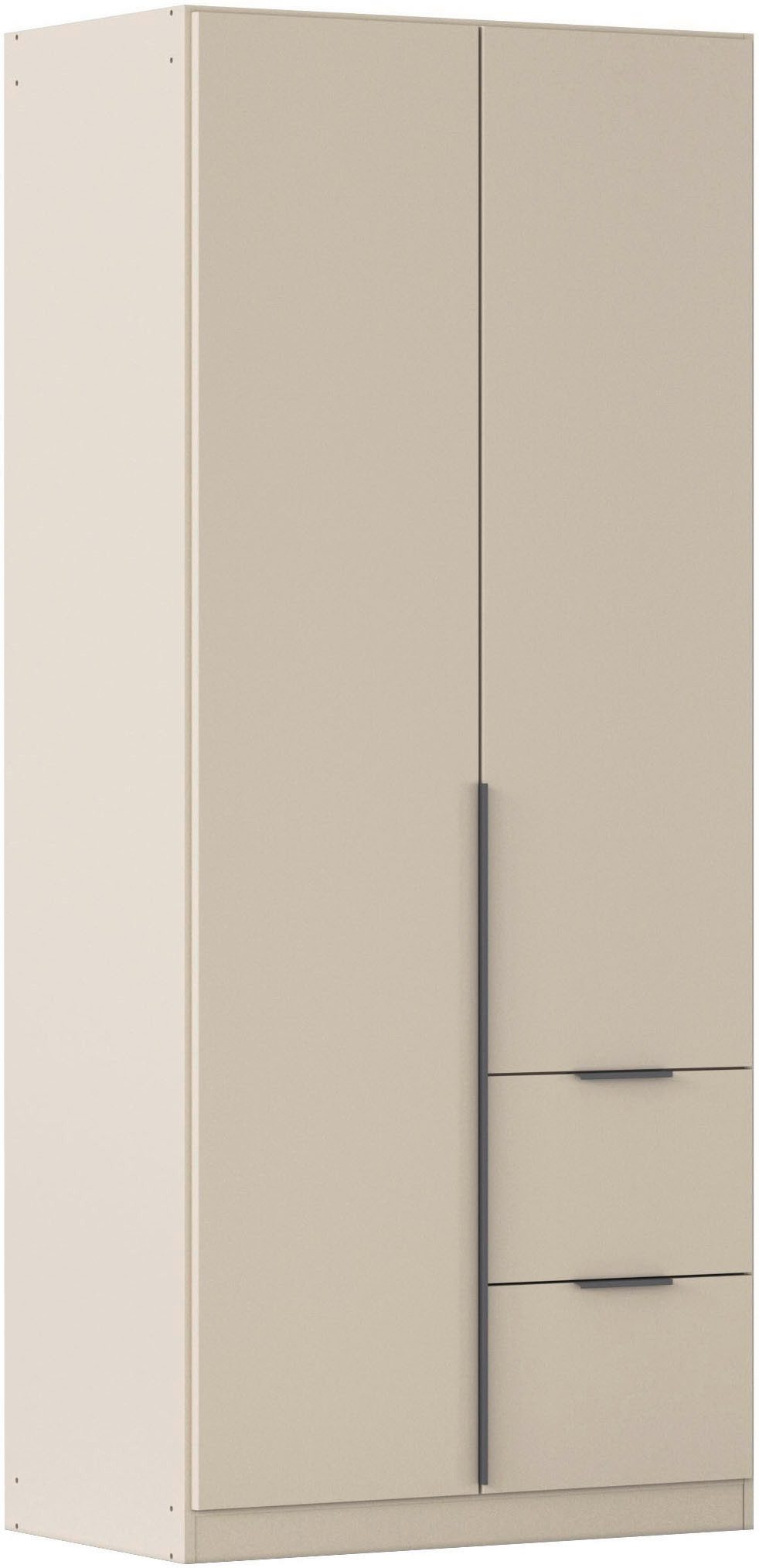 OTTO home Drehtürenschrank Kleiderschrank Schrank Garderobe AGORDO mit Dekor- oder Hochglanzfront (in zwei Griff-Farben, Breite 91 cm) mit Außenschubkästen, Serie in 7 Breiten und 2 Höhen MADE IN GERMANY