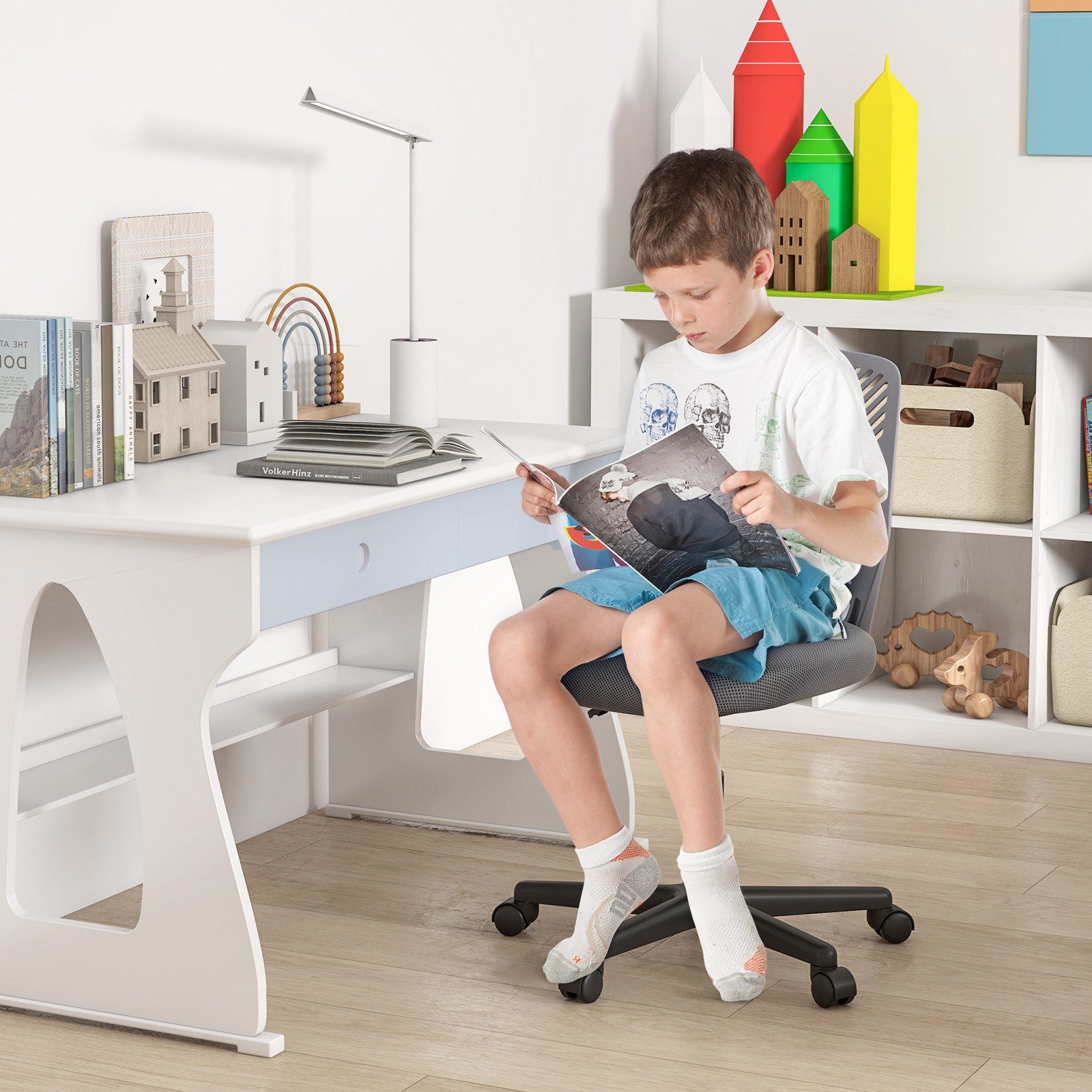 KOMFOTTEU Drehstuhl, höhenverstellbarer Arbeitsstuhl mit 5 günstig online kaufen