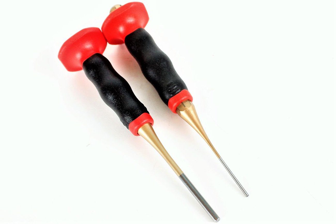 Rennsteig Werkzeuge Spitzmeißel RENNSTEIG Шплинтыntreiber Set 2 tlg. mit Handschutz 2-4 mm Meiße…