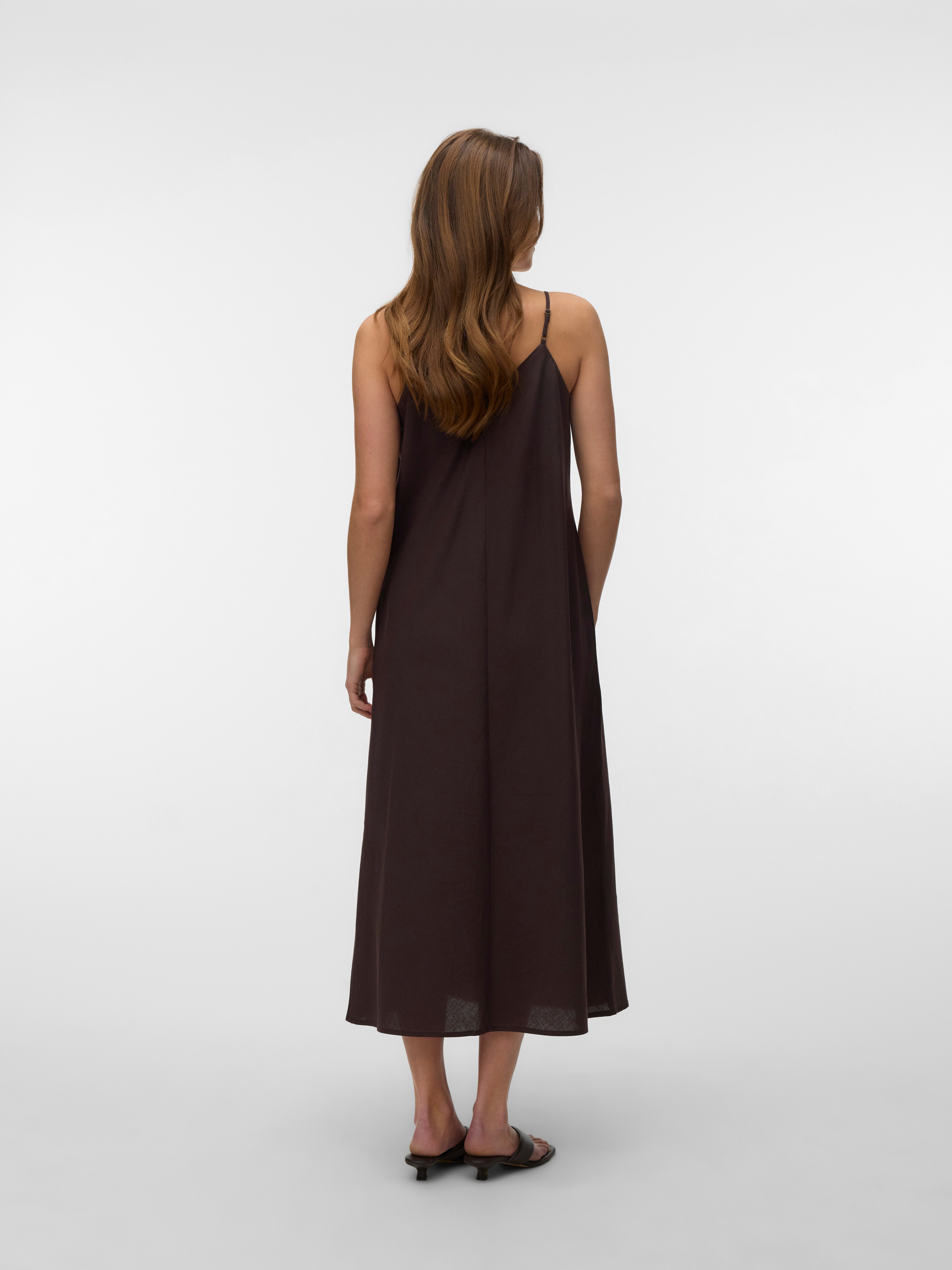 Vero Moda Trägerkleid VMSELMA 7/8 SINGLET DRESS NOOS Baumwollmischung, mit Leinen, verstellbare Spaghettiträger