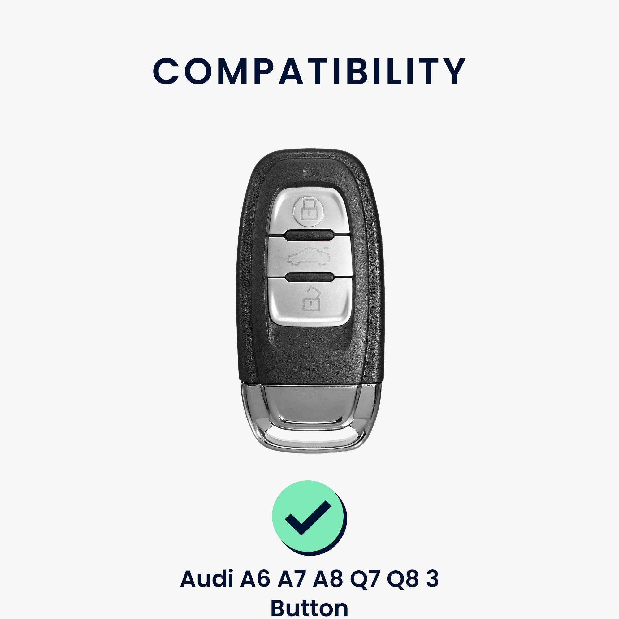 kwmobile Schlüsseltasche Hülle Audi A7 Autoschlüssel Keyless, Q8 3-Tasten Cover Autoschlüssel für A6 Q7 TPU Schlüsselhülle A8