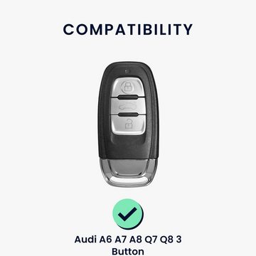 kwmobile Schlüsseltasche Hülle für Audi A6 A7 A8 Q7 Q8 3-Tasten Autoschlüssel Keyless (1-tlg), Schlüsselhülle TPU Autoschlüssel Cover