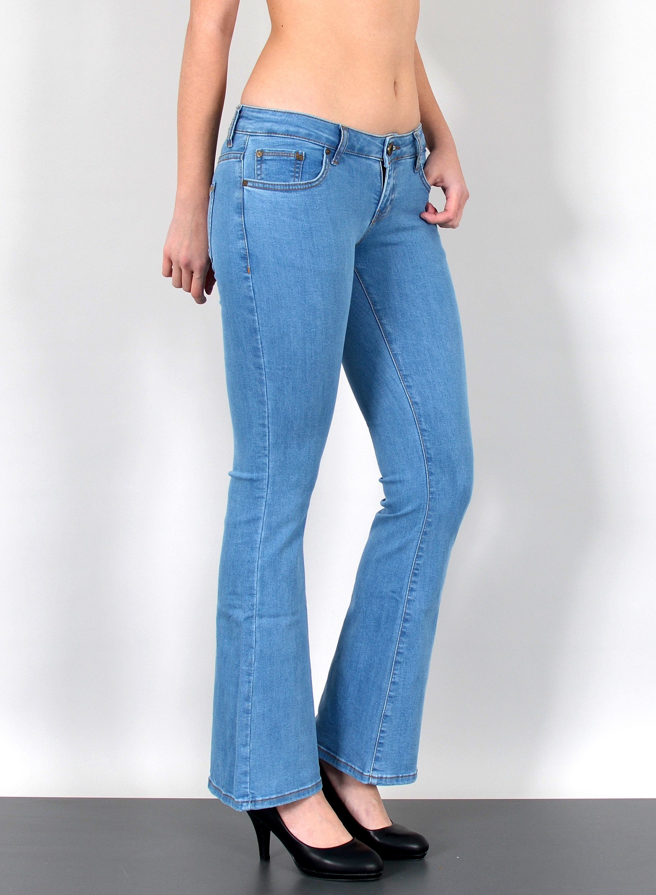 ESRA Bootcut-Jeans Damen Schlaghose Bootcut Jeans Damen Stretch Hose bis Üb günstig online kaufen