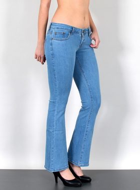 ESRA Bootcut-Jeans B300 Damen Bootcut Jeans Schlaghose, bis Übergröße / Plussize Größe, Damen Flared Jeans Low mit niedrigem Bund, Damen Bootcut weite Jeans Hose mit Stretch, Damen Schlagjeans, Damen weite Hose, Damen weite Jeans, Damen Jeans weites Bein, Bootcut Hose Damen