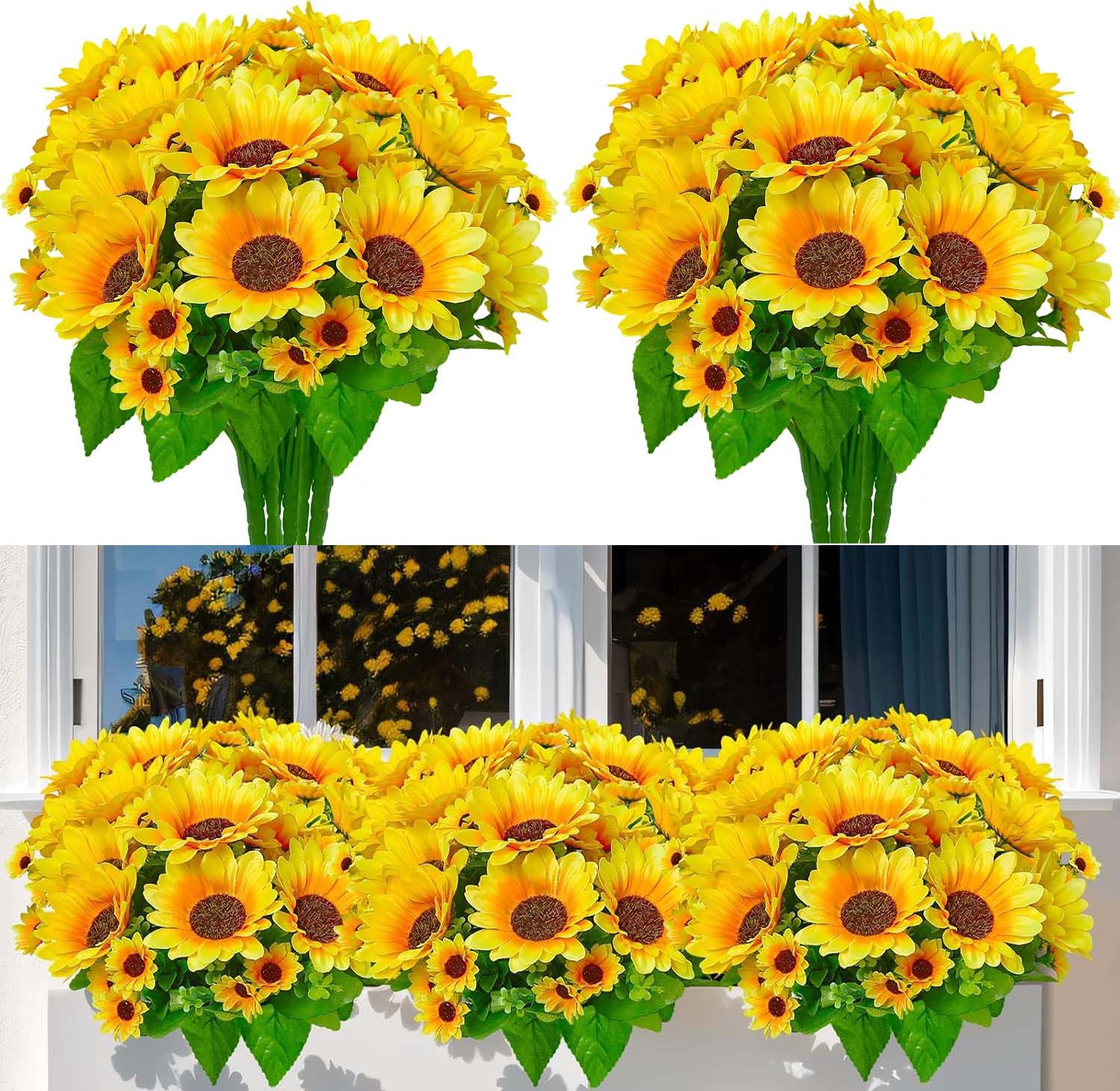 Kunstblumenstrauß 4 Bündel Kunstblumen Deko Sonnenblumen Künstlich