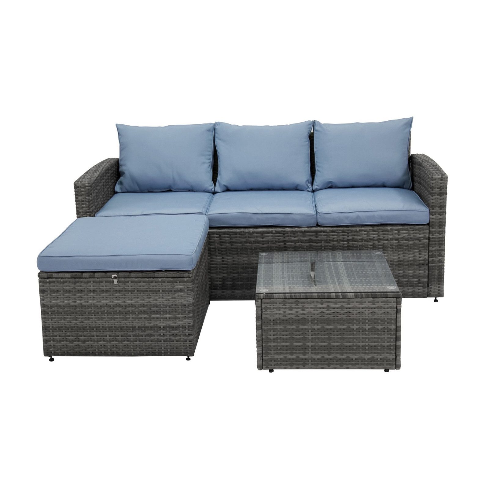 HTI-Living Garten-Essgruppe Outdoor Möbel Matze Blau, (Set, 3-tlg., 1x Sofa günstig online kaufen