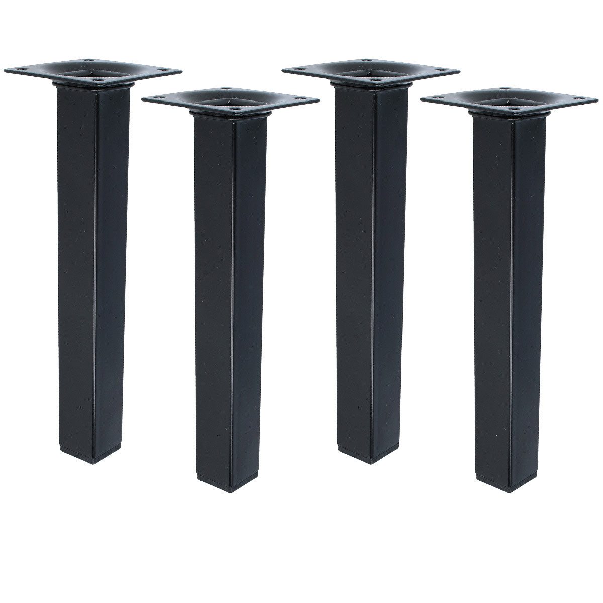 MS Beschläge Möbelfuß Schwarz eckig 4er Set Möbelbeine Stahl Stützfüsse