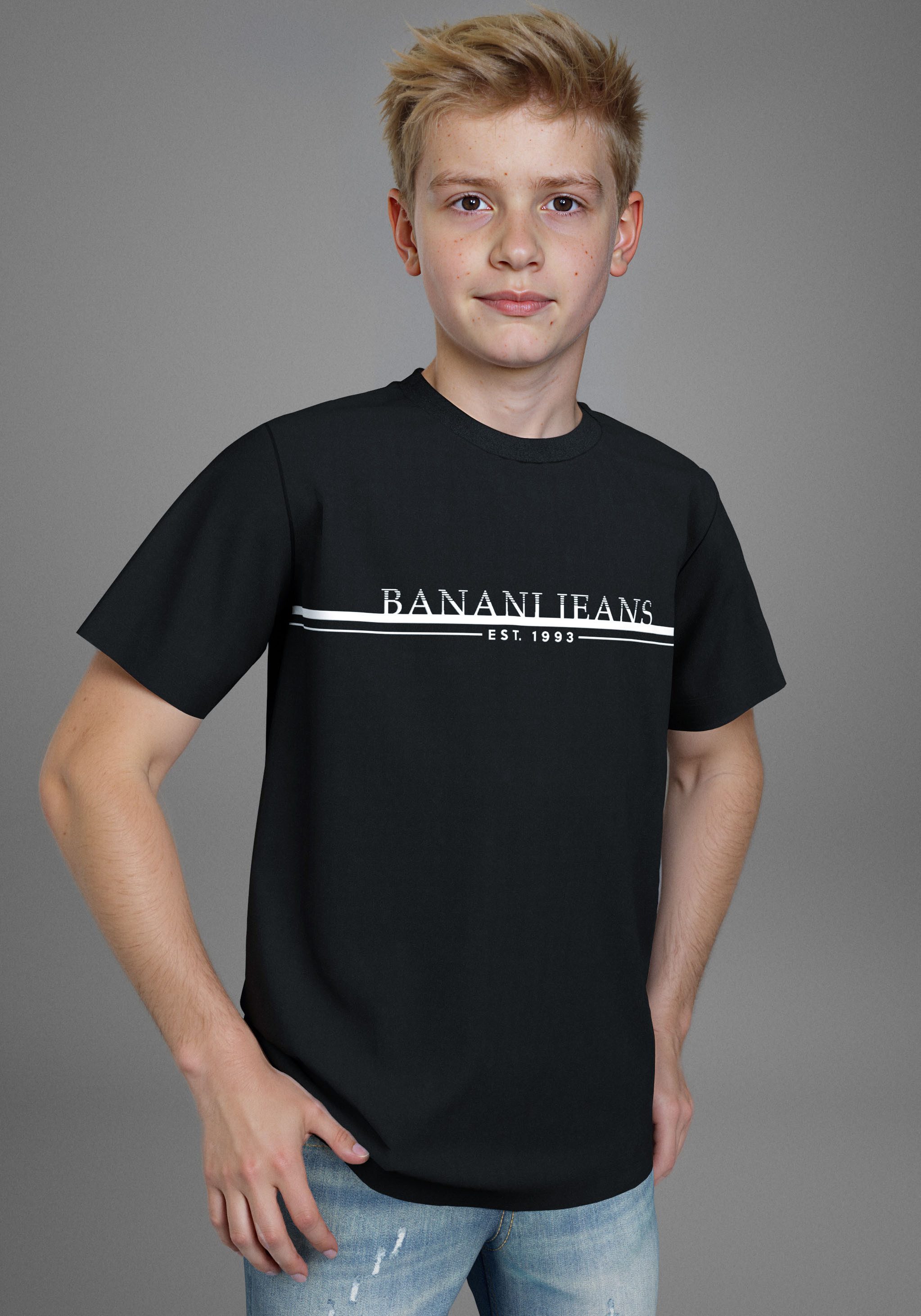 Bruno Banani T-Shirt Banani Jeans Shirt mit Logoprint für Jungen Für TEENS. Cooles Logoshirt