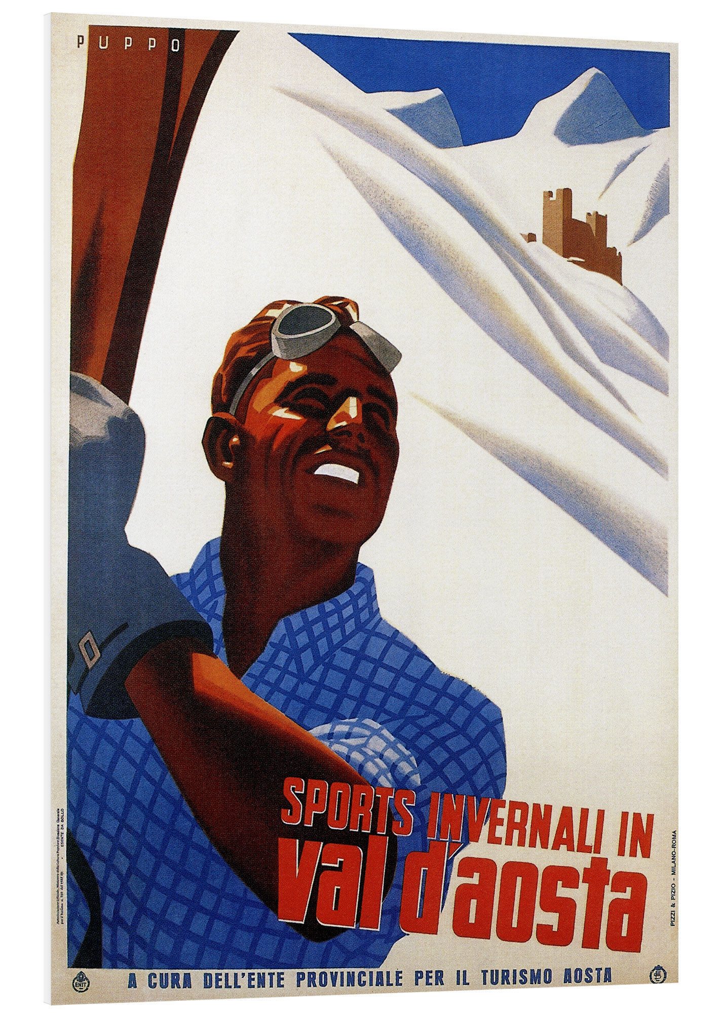 Posterlounge Forex-Bild Vintage Ski Collection, Aostatal (italienisch), Vintage Illustration