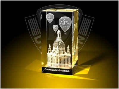 GLASFOTO.COM Dekofigur Dynamo Dresden - Fanartikel – Kristallglas mit Innengravur (1 Stück), Geburtstagsgeschenk