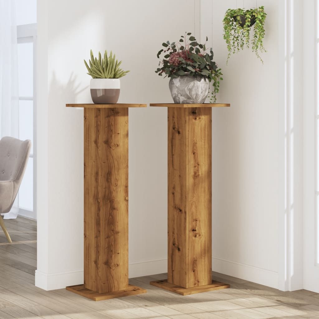 vidaXL Blumenständer Pflanzenständer 2 Stk. Artisan-Eiche 30x30x95 cm Holzwerkstoff (1 St)