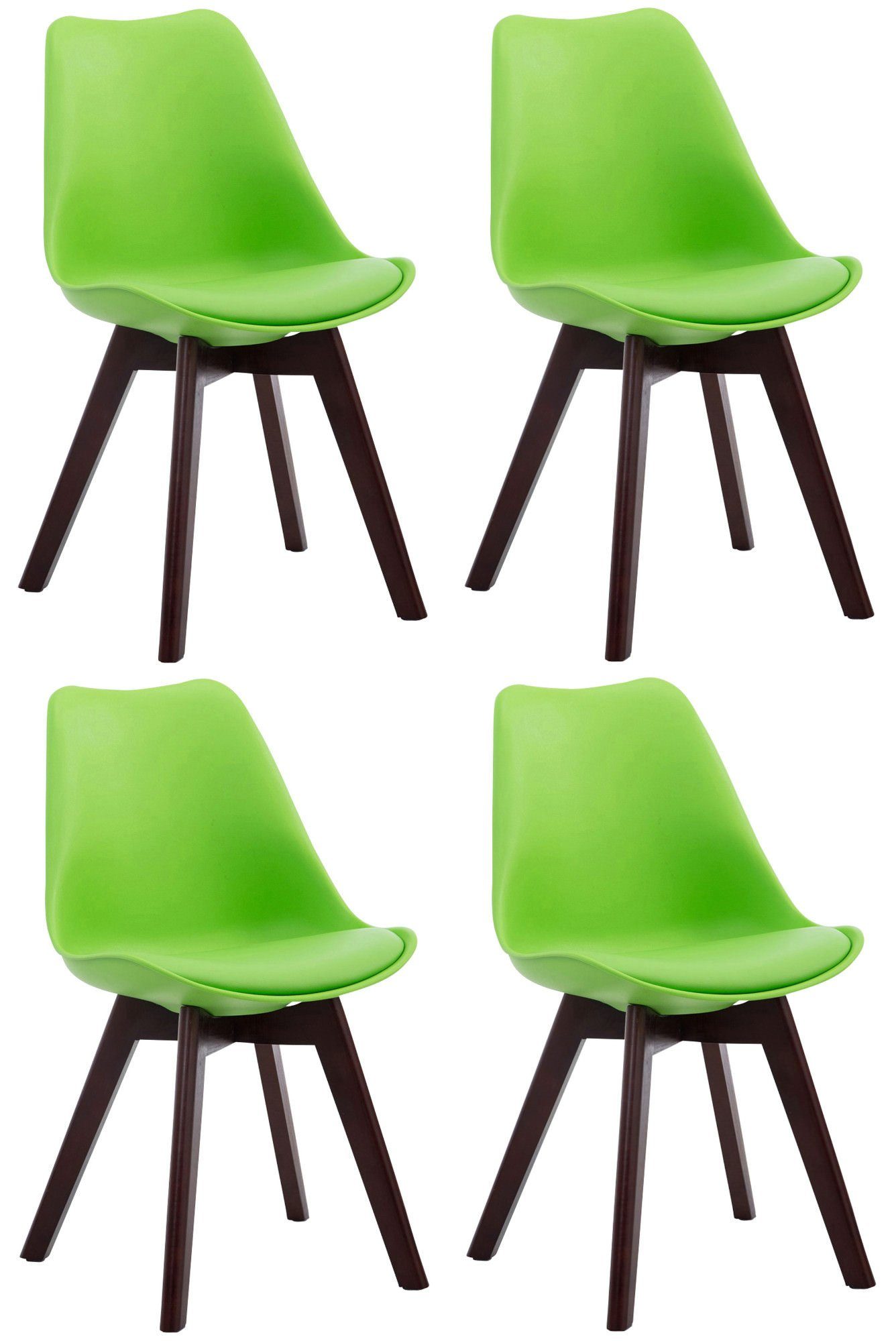 CLP Küchenstuhl Borneo V2 Kunstleder (4er Set), Kunststoffsitzschale grün