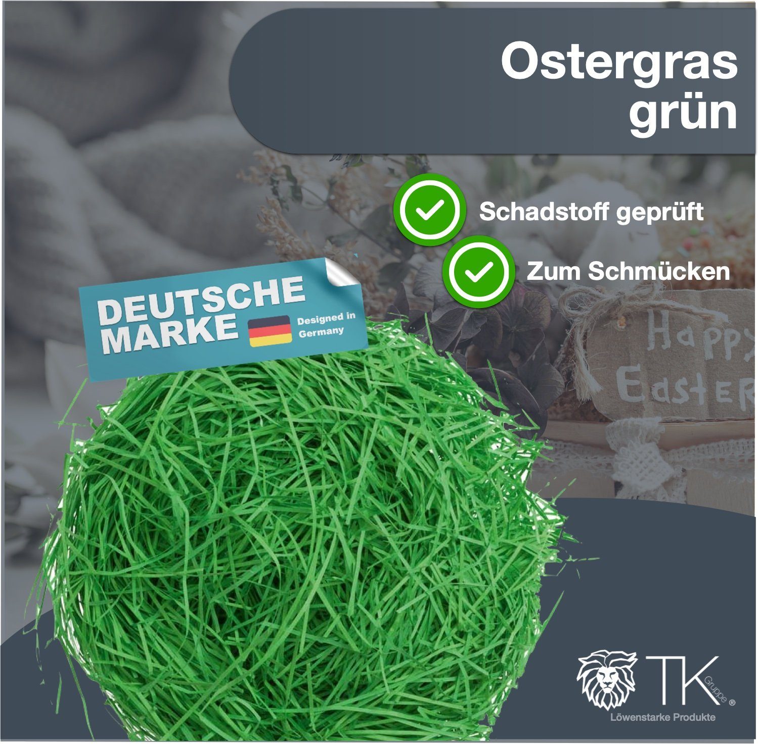 Ostern 3x grün Gras Osternest 50gr. TK Deko Dekoration Ostergras Gruppe
