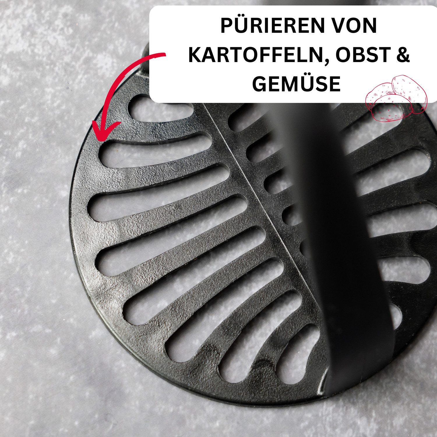 WESTMARK Kartoffelstampfer Länge: 27,5 cm, Gentle, Schwarz, PP