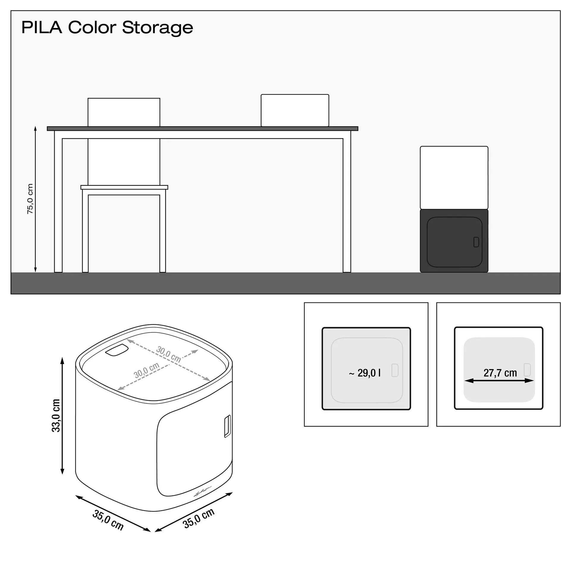 St) (1 Blumentopf Lechuza® Storage Pila Color schiefergrau