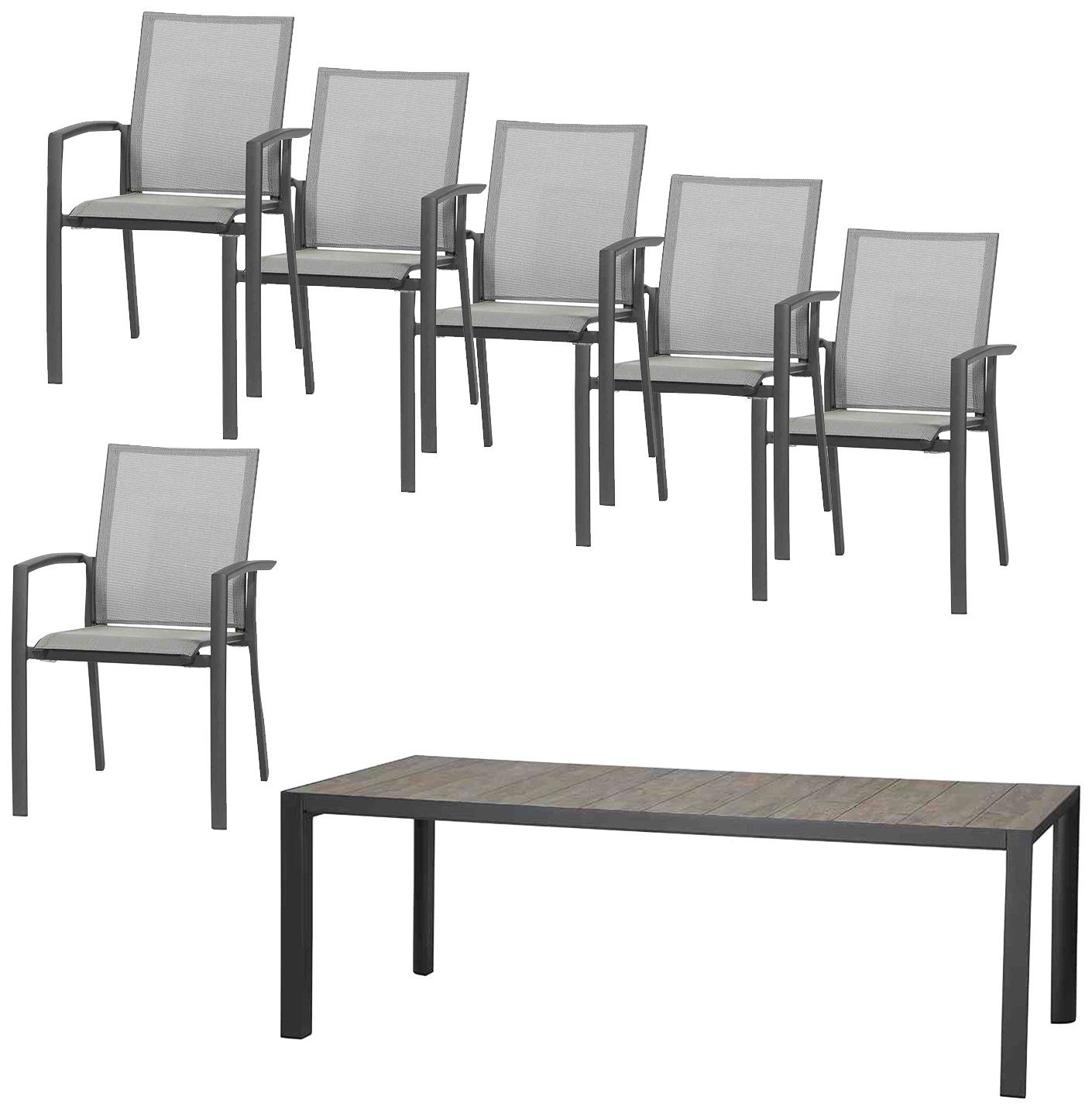 Siena Garden Garten-Essgruppe Velia, (7-tlg)