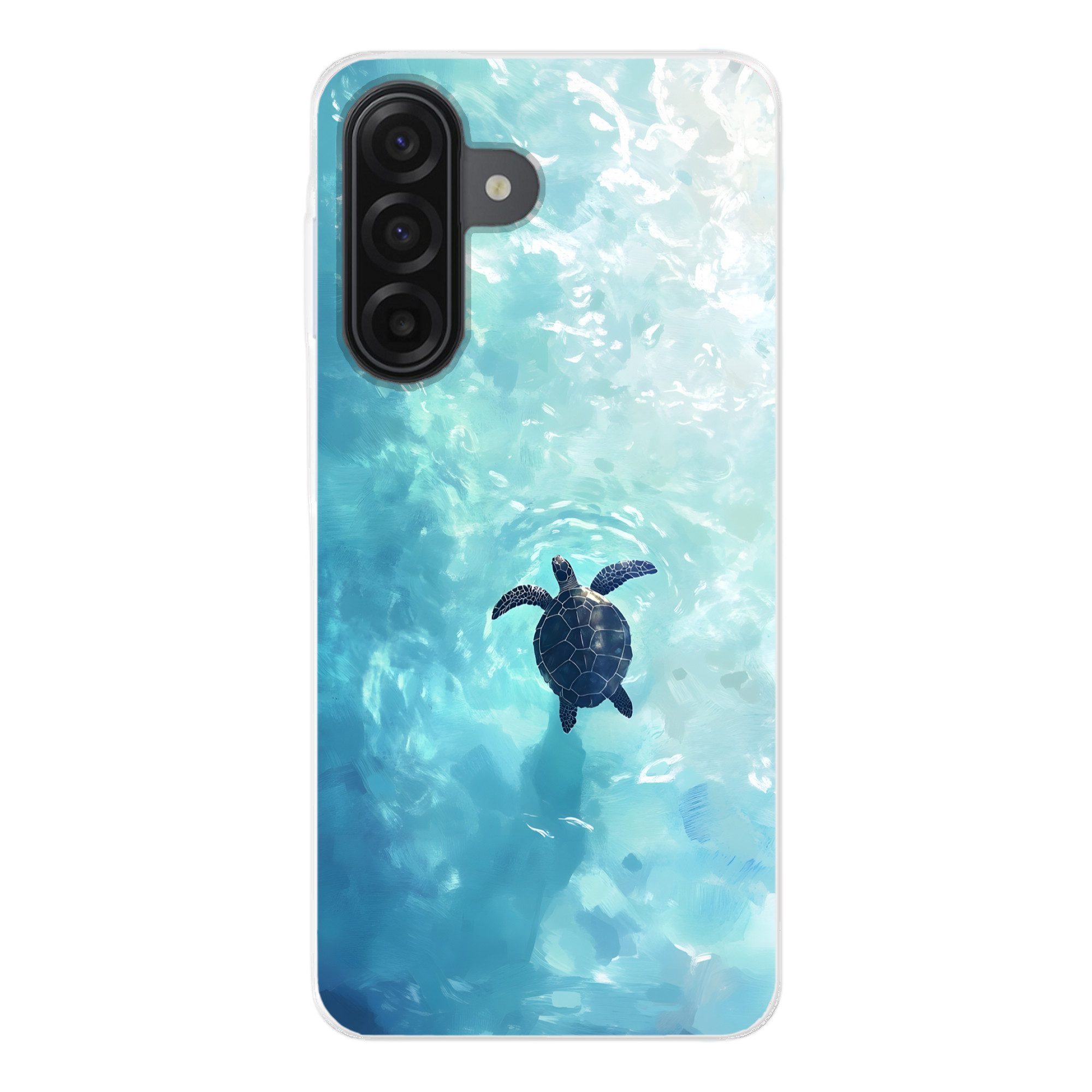 MuchoWow Handyhülle für Samsung Galaxy A17 Schildkröte - Meer - Blau - Glitzern, Smartphone-Bumper, Print, Handy Schutzhülle Dünn