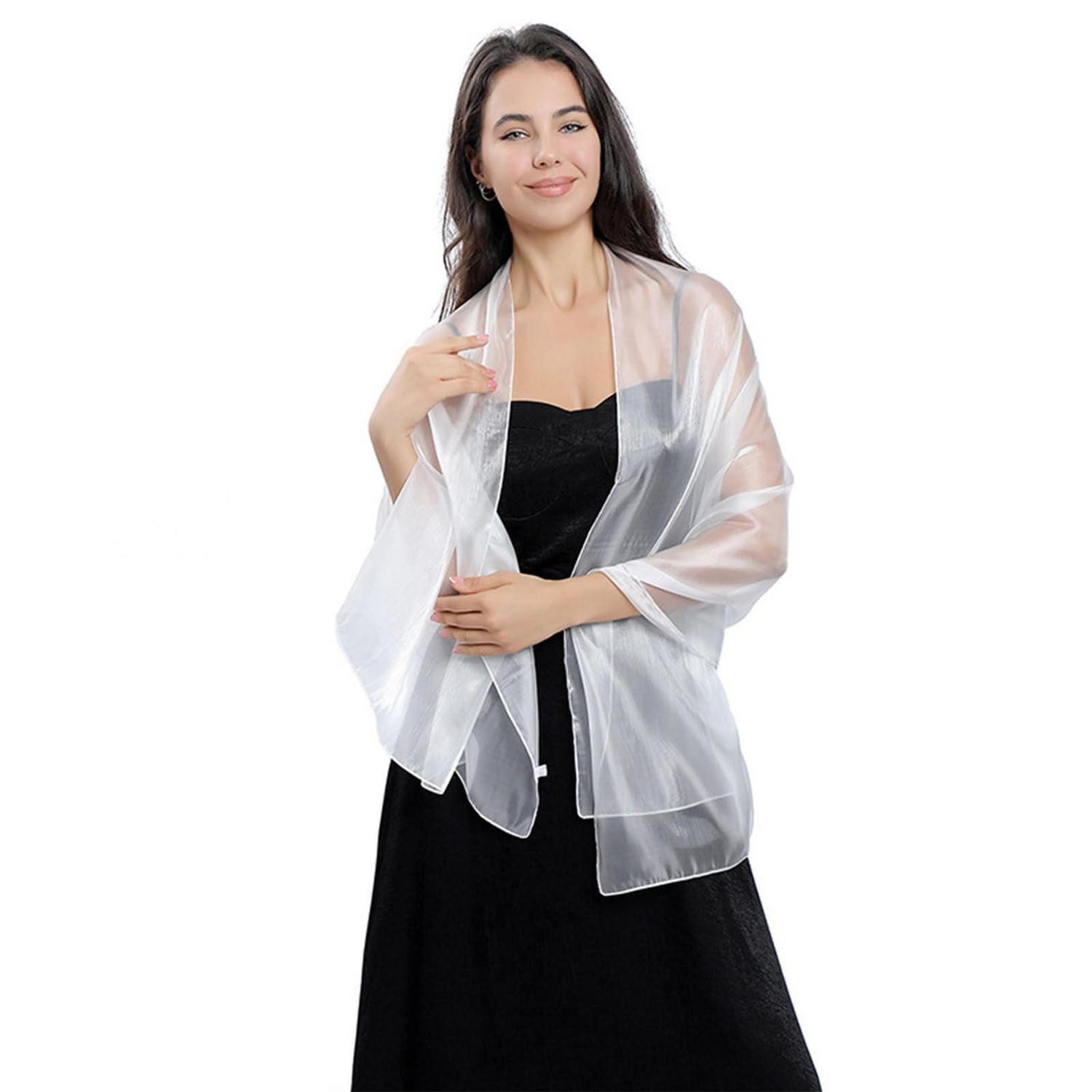 LuxusKollektion Chiffontuch Schal Stola Chiffon Damen 70x170cm Weiß