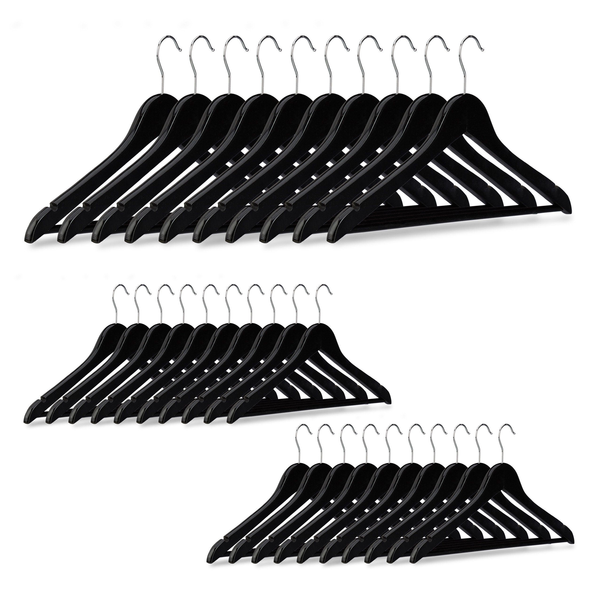 relaxdays Kleiderbügel Holz 30er Set, Schwarz günstig online kaufen