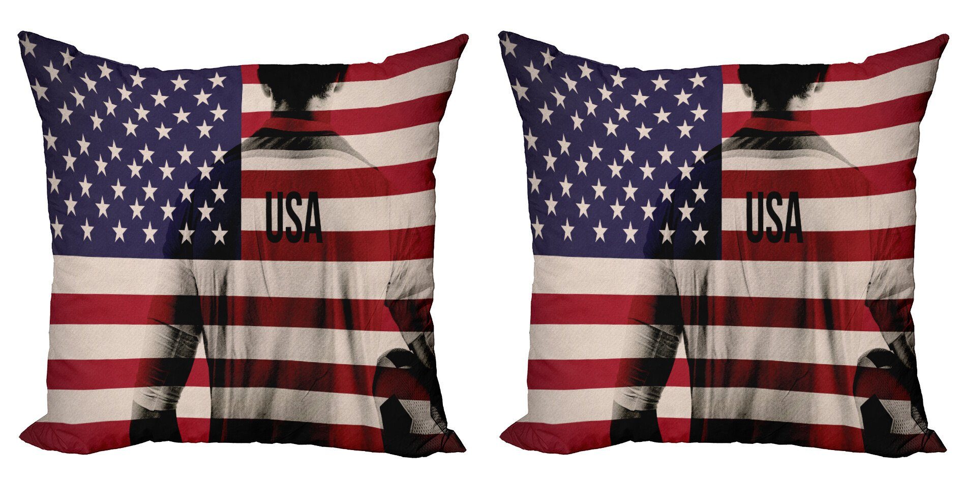 Kissenbezüge Modern Accent Amerikanische Flagge Abakuhaus Digitaldruck, Doppelseitiger (2 Stück), Fußballspieler