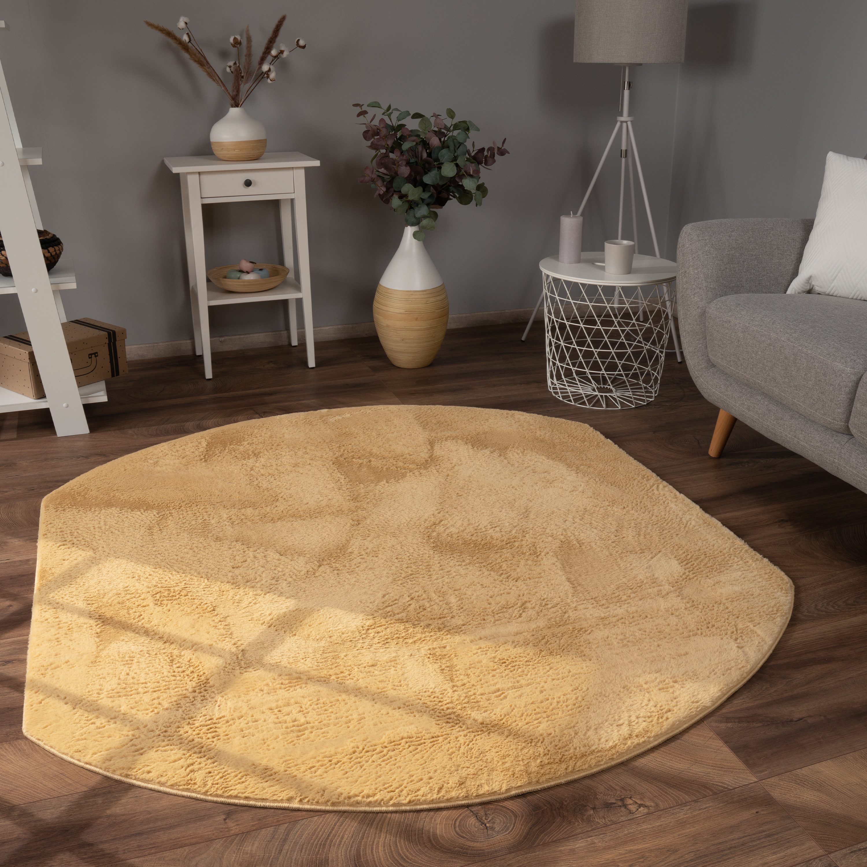 Hochflor-Teppich Teppich Wohnzimmer Waschbar Kunstfell Shaggy Soft, Paco Home, oval, Höhe: 26 mm