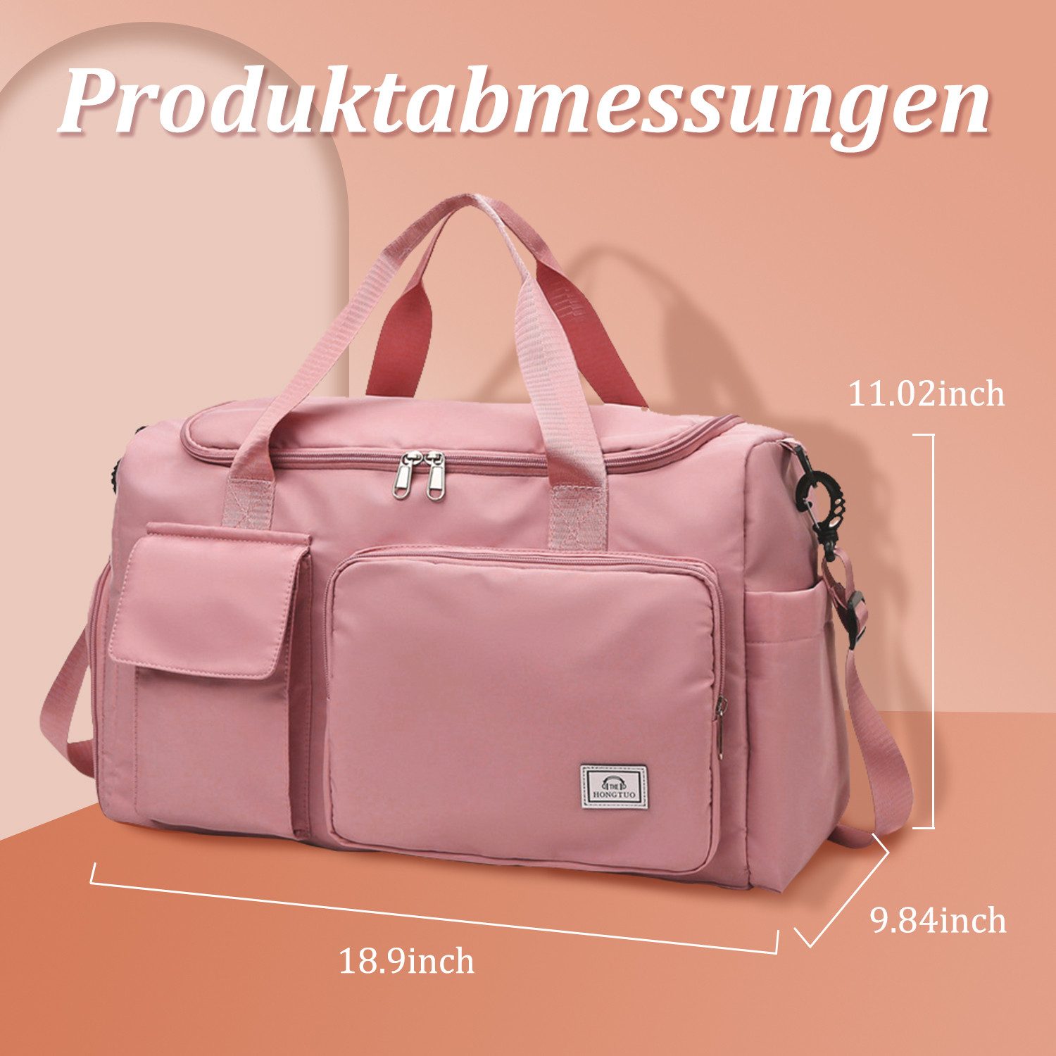 inschimmer Reisetasche Reisetasche Weekender Sporttasche mit Schuhfach Wasserdicht für Damen