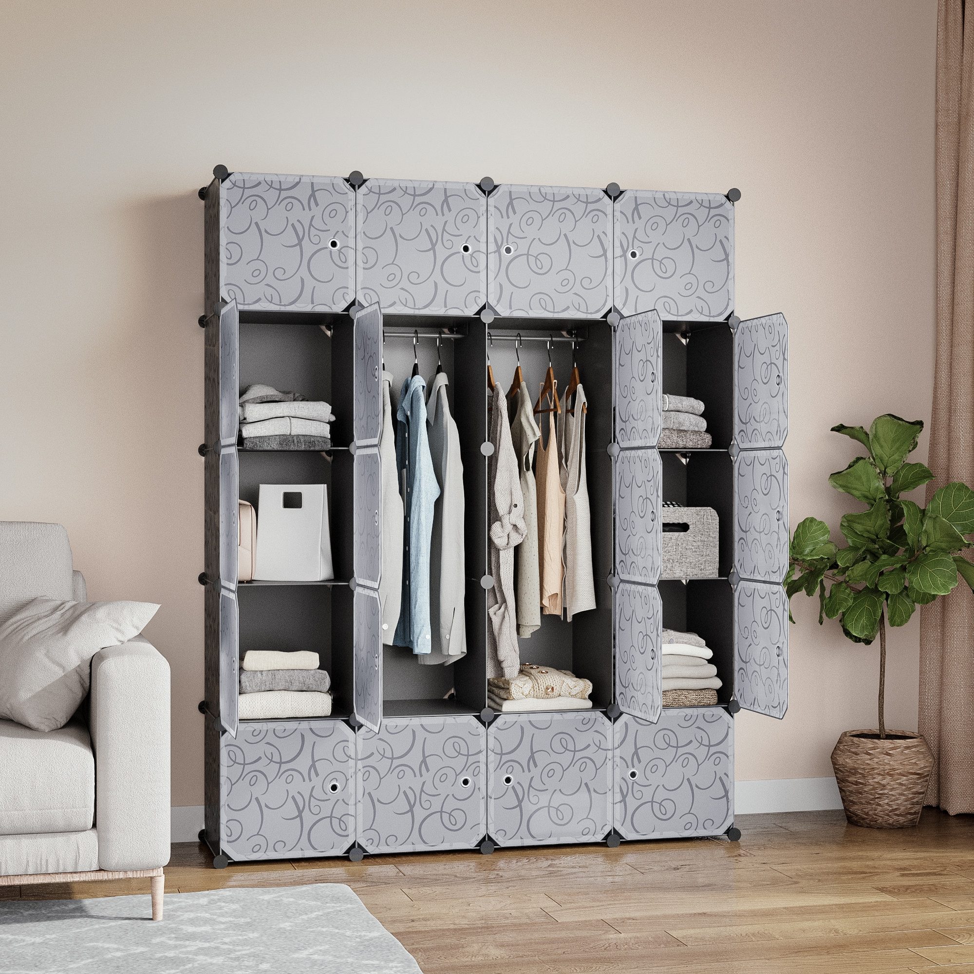 Mondeer Kleiderschrank Steckregal Staub- und Wasserabweisend, mit Tür, mit günstig online kaufen