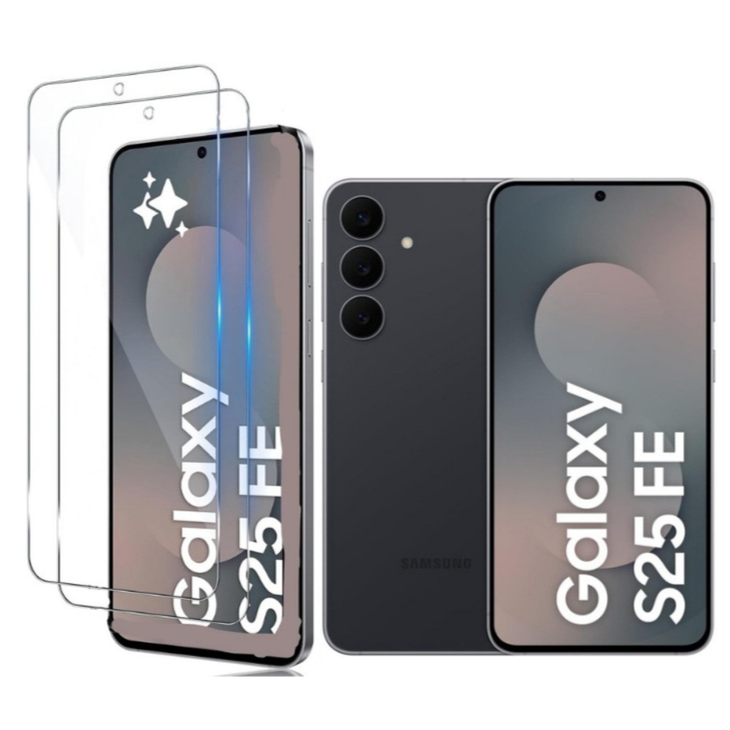 CLM-Tech Displayschutzglas 2X für Samsung Galaxy S25 FE 6,7 Zoll, Set, 2 Stück, Anti-Fingerabdruck und blasenfreie Anbringung