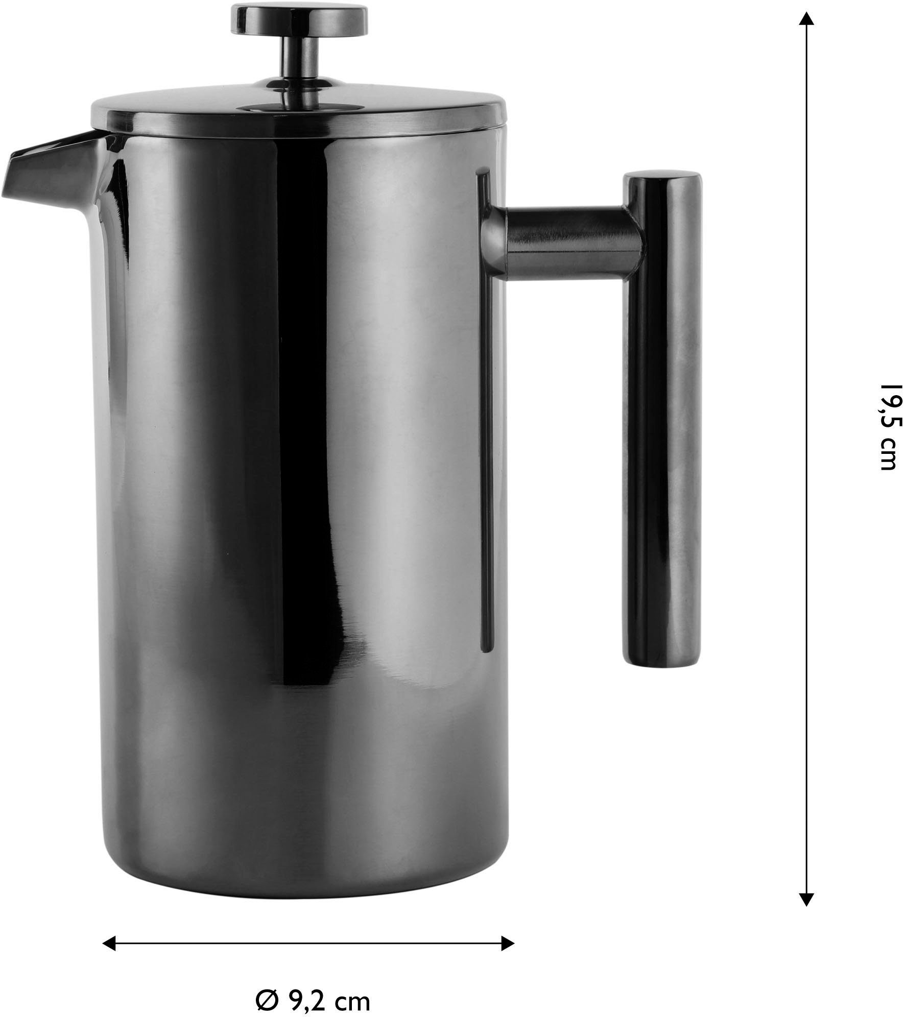 ECHTWERK French Press Kanne Kaffeekanne, doppelwandiger Pressfilter, Edelstahl, ., schwarz isoliert mit 0,8l Kaffeebereiter