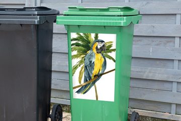 MuchoWow Wandsticker Dschungel - Papagei - Aquarell (1 St), Mülleimer-aufkleber, Mülltonne, Sticker, Container, Abfalbehälter