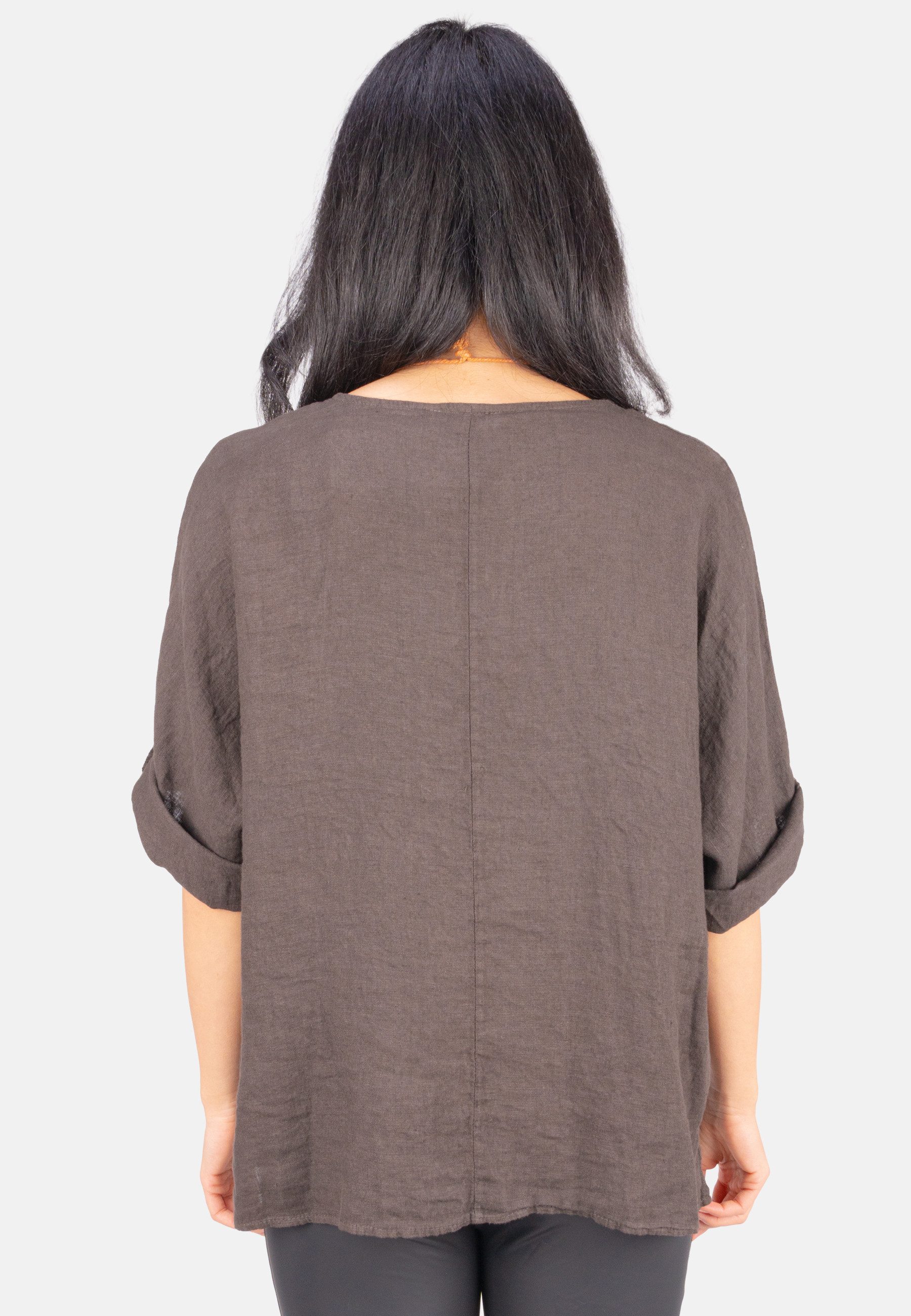 Seasons of April Kurzarmbluse LINA OVERSIZED (1-tlg) Weit geschnittene Leinenbluse – Bild 3 von 5
