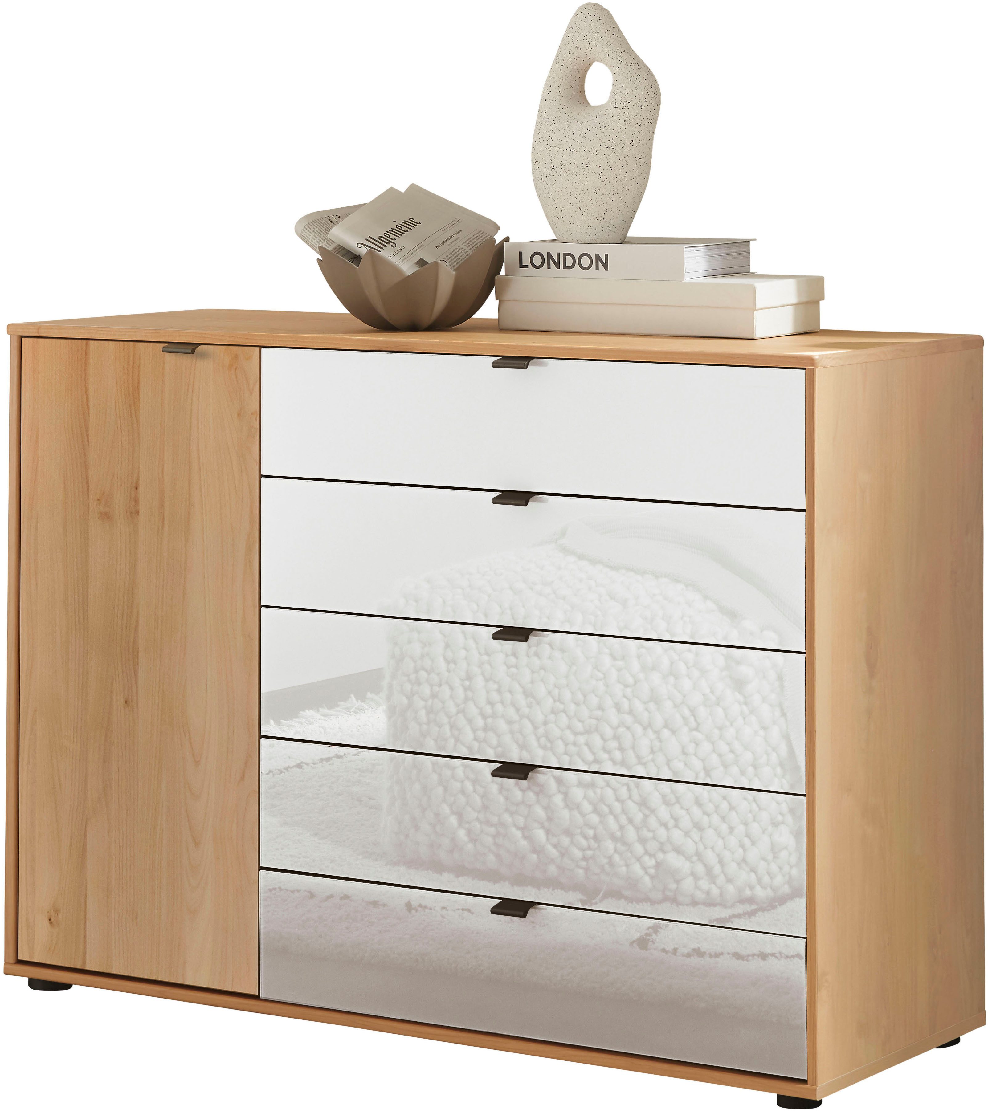 WIEMANN Kombikommode Cardiff Sideboard, Wäscheschrank, teilmassiv Erle, mit Schubladen (Kommode 120x86x43 cm, braun, mit Dämpfung, MADE IN GERMANY), verschiedenen Ausführungen, inklusive Einlegeboden