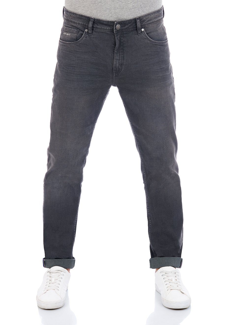 DENIMFY Straight-Jeans Herren Jeanshose DFMiro Straight Fit Jeanshose mit Stretch Grey Denim (G121)