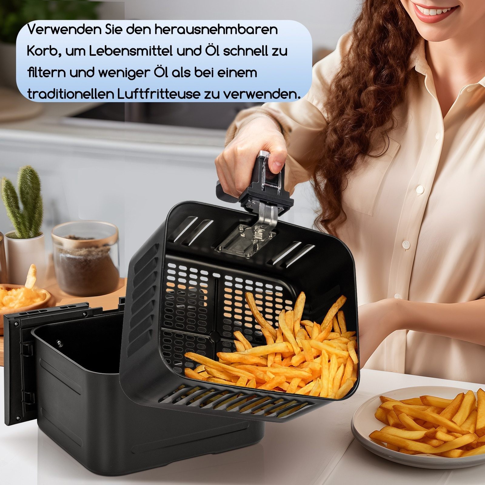 Aigostar Heißluftfritteuse 1700W 8L Airfryer, 12-in-1 Kochvorgaben, Sichtfenster, Energiesparend, 1700,00 W, Timer, Temperatursteuerung, Programmierbar, Funktionen für zwei Zonen