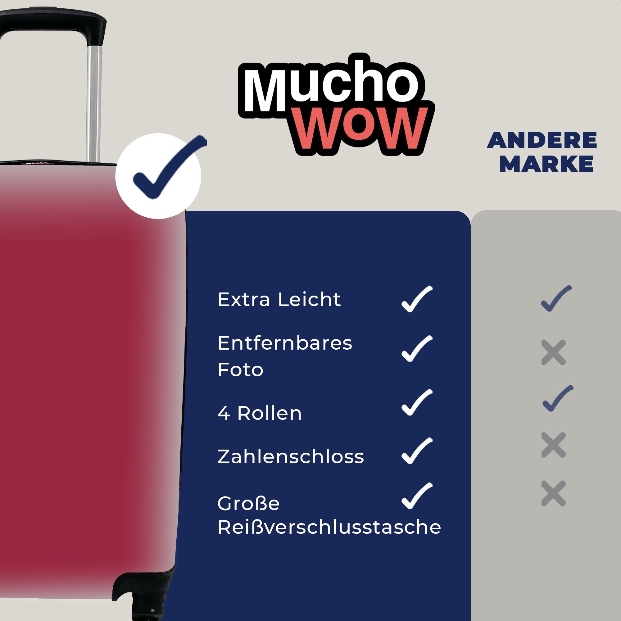Rot Reisekoffer Rollen, 4 rollen, Trolley, MuchoWow Ferien, Handgepäck Einfarbig, - für Handgepäckkoffer Reisetasche mit