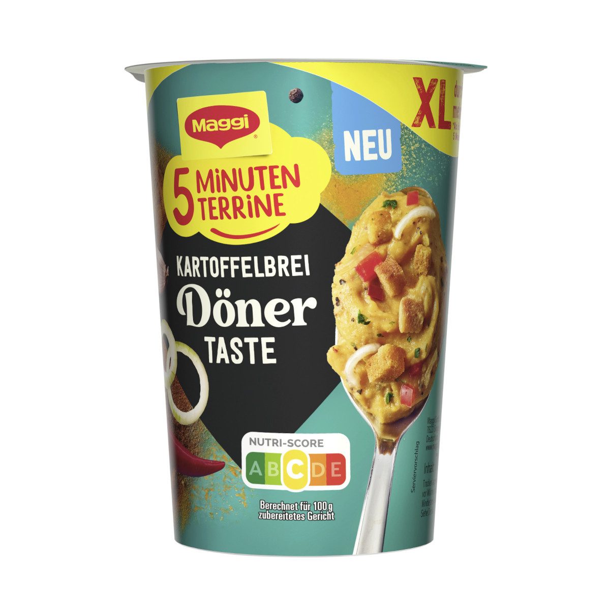 MAGGI Fertiggericht, Maggi 5 Minuten Terrine Döner Taste XL Cup Packung 71g