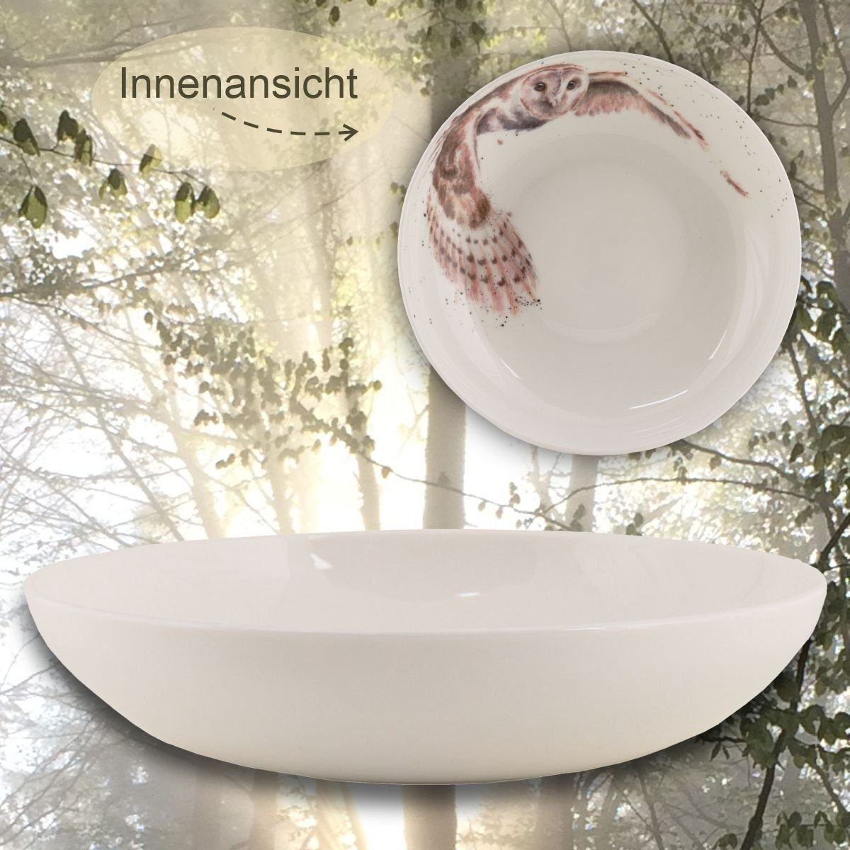 Wrendale Teller Wrendale Designs Porzellan Pasta- & Suppenteller Eule