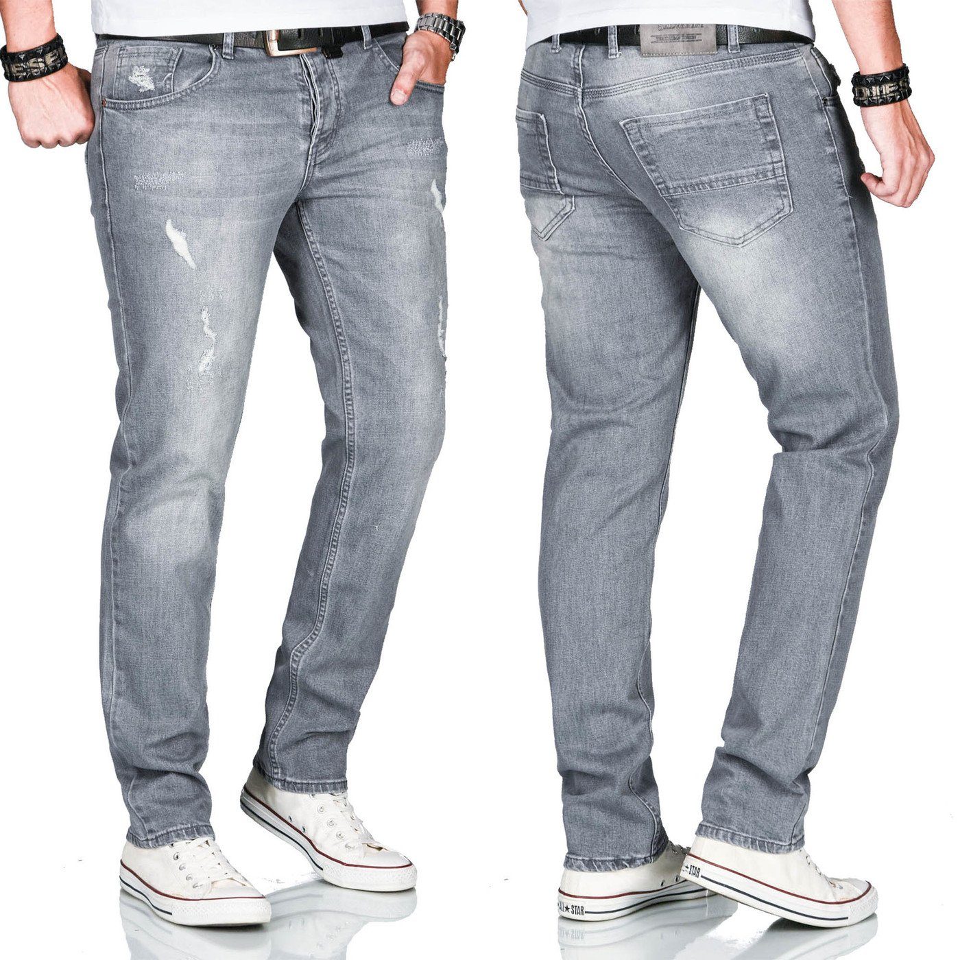Alessandro Salvarini Straight-Jeans A. Salvarini Herren Jeans Multi AS160-AS165 mit used look Effekt und mit 2% Elasthan