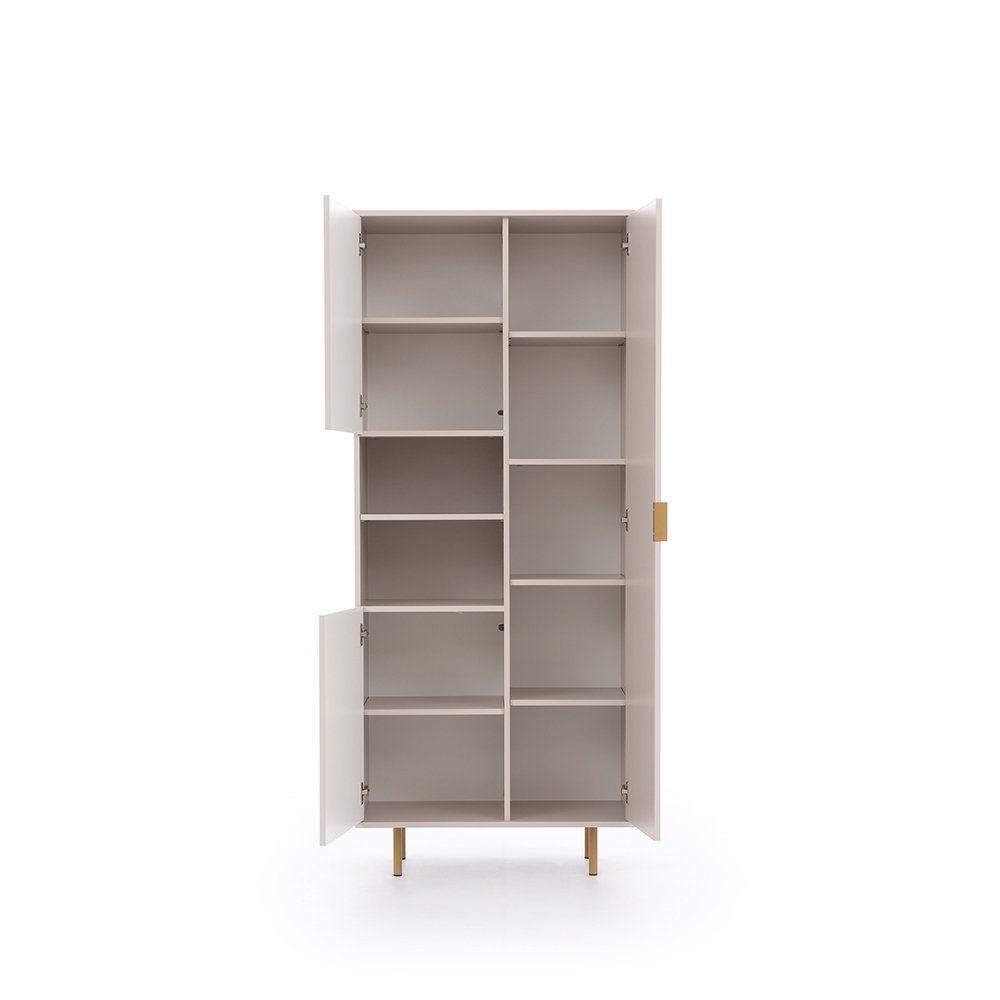 Lomadox Vitrine NADOR-132 in Kaschmir, goldfarbene Metallgriffe und -füße günstig online kaufen