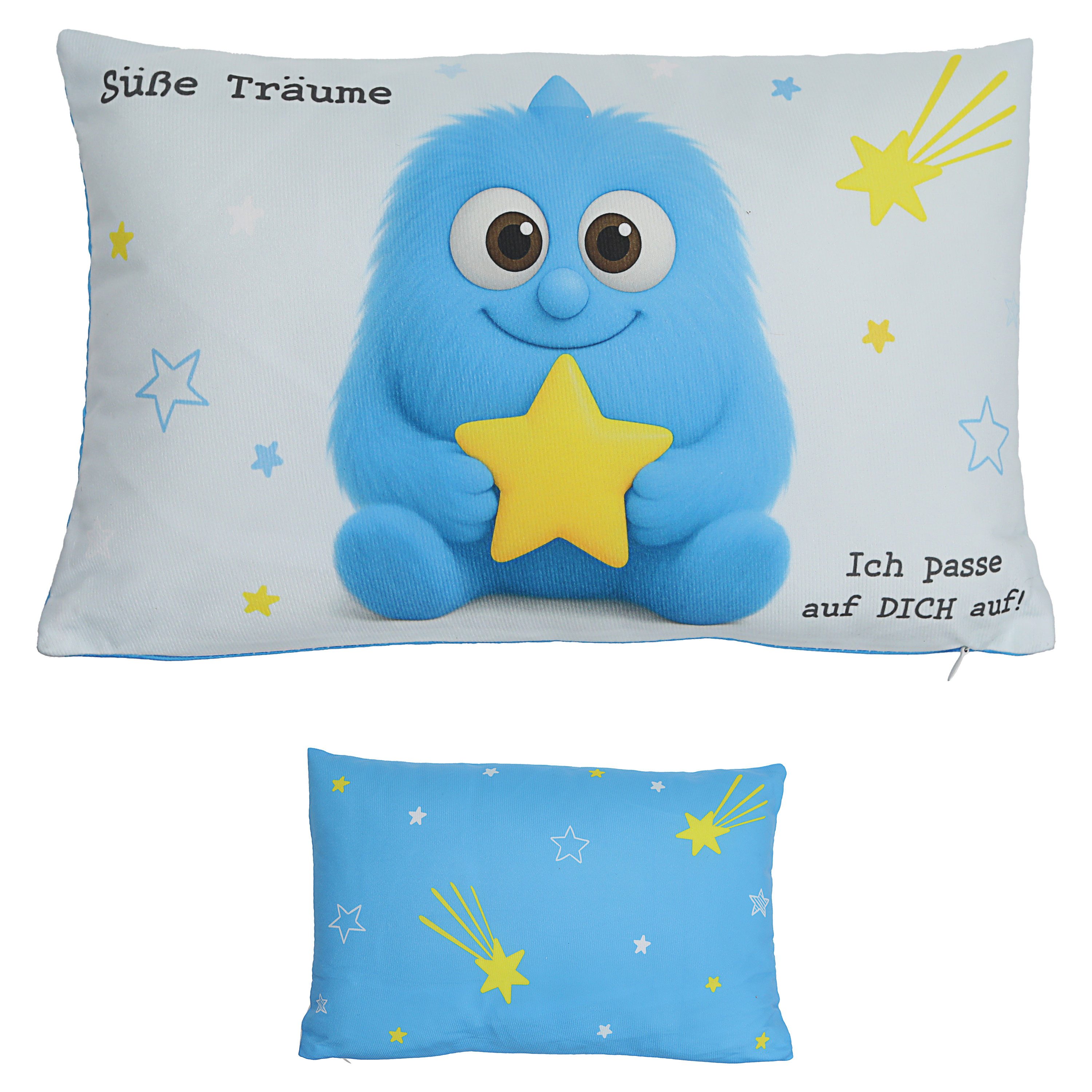 CEPEWA Dekokissen Kissen Mutmacher blau 40x25cm Baumwolle PES 180g Reißverschluss