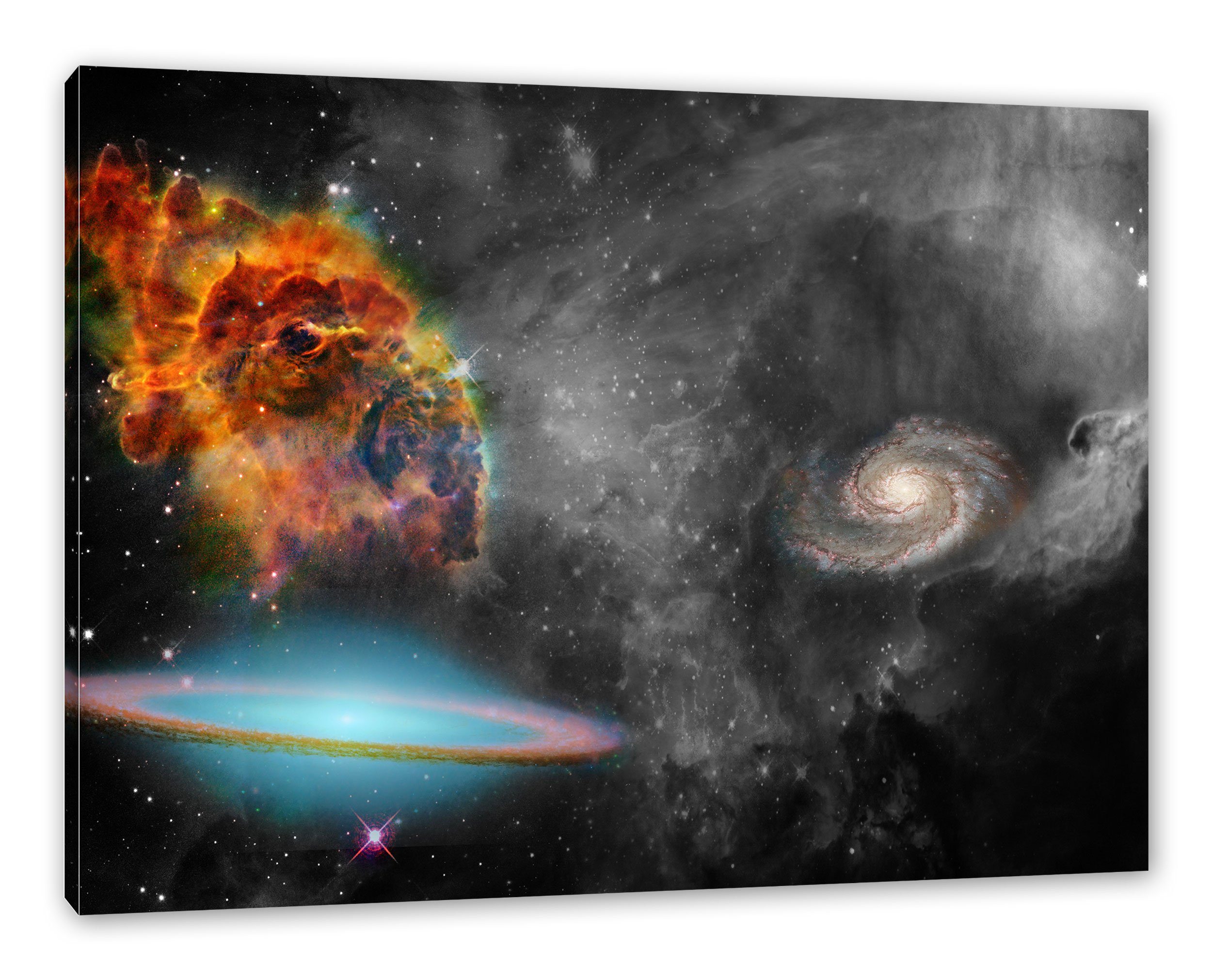 Pixxprint Leinwandbild beeindruckende Galaxie, beeindruckende Galaxie (1 St), Leinwandbild fertig bespannt, inkl. Zackenaufhänger