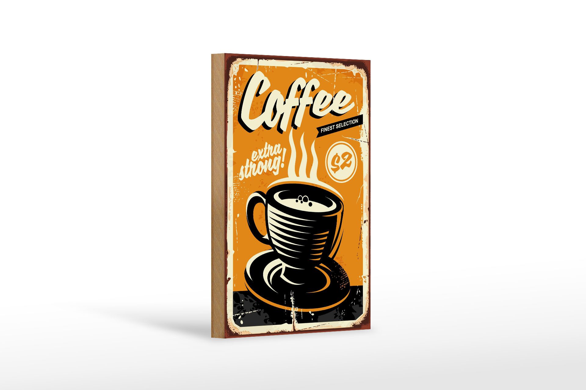 Holzbild Retro 12x18cm extra strong Coffee Kaffee