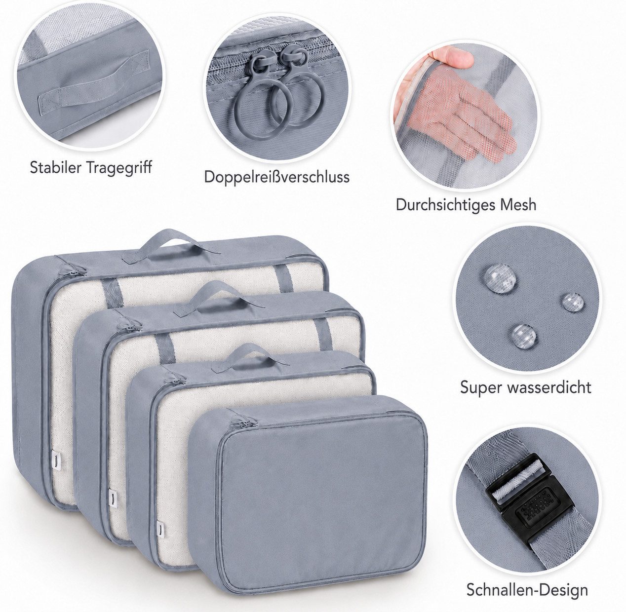 Forrlite Wäschetonne Kofferorganizer 7-teiliges Set, Packing Cubes, Reise Packtaschen (Kofferorganizer Koffer Organizer Set 7-teiliges, Packing Cubes, Reise Pac – Bild 4 von 5