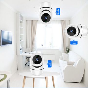 Hikity Drahtlose Überwachung WiFi-Kamera 360°, Fernalarm, Bewegungserkennung Indoor Kamera (Innen und außen, Nachtsicht)