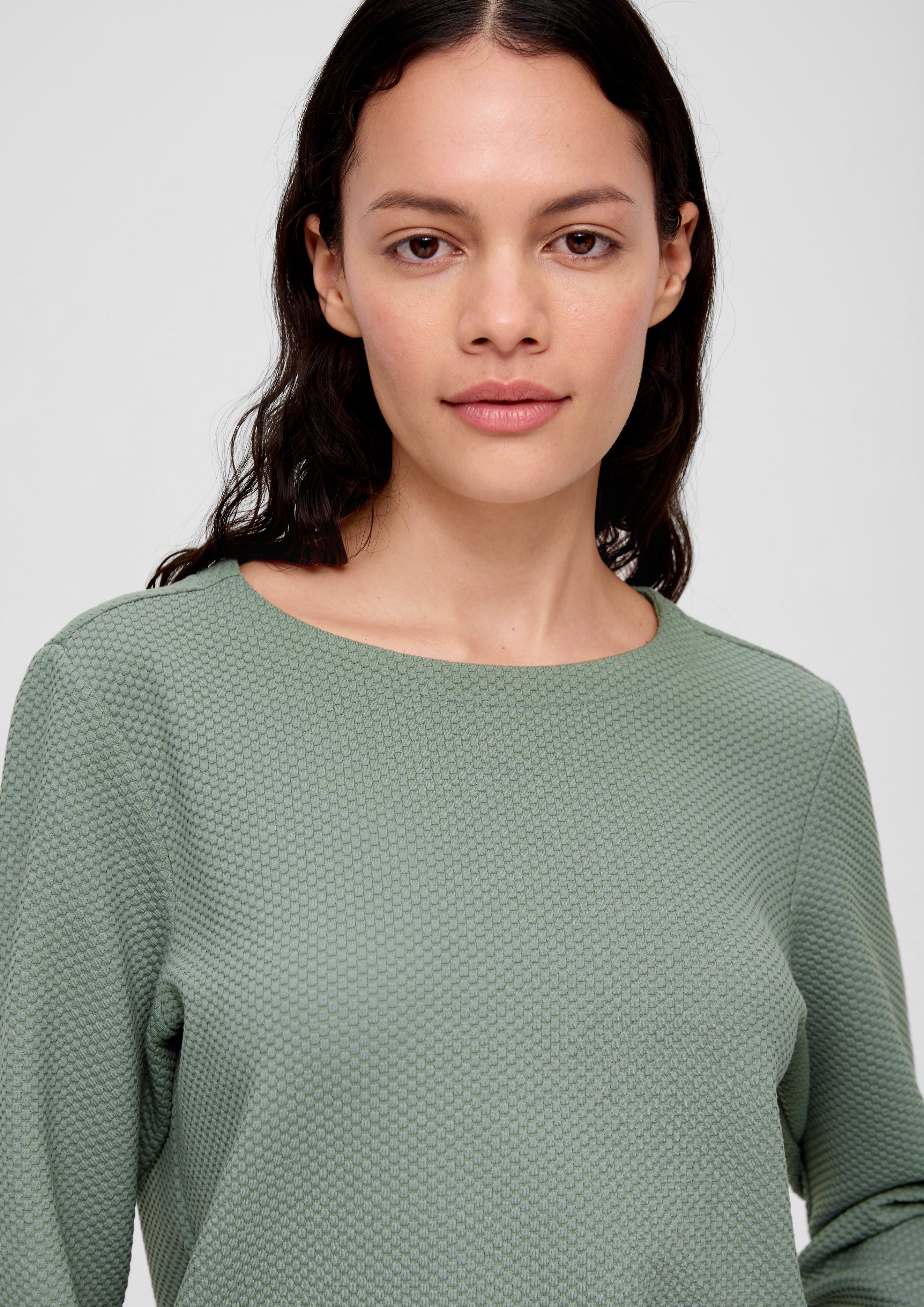 Sweatshirt aus Jacquard-Pullover salbeigrün Viskosemix s.Oliver