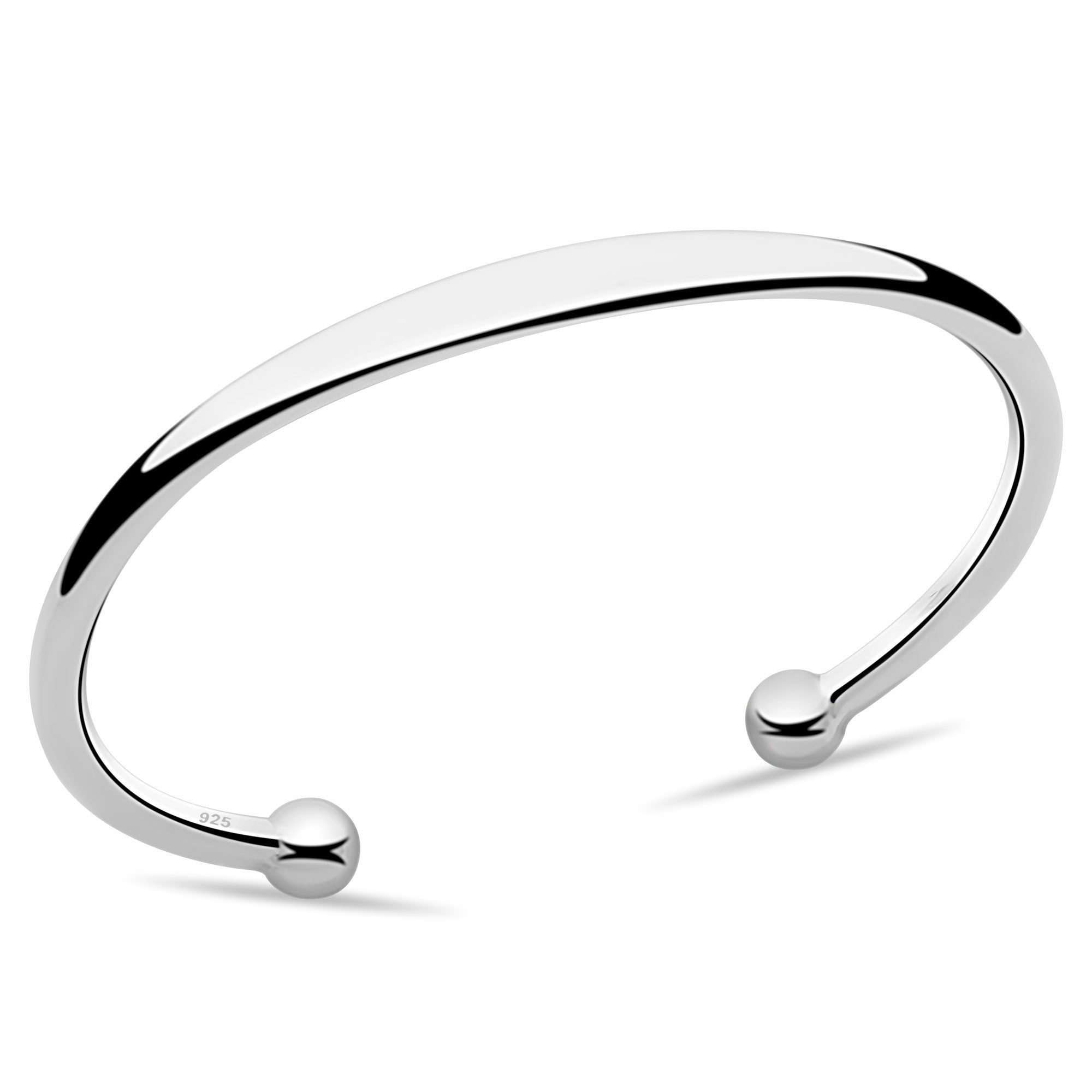 Tony Fein Armreif mit Kugeln 4-6 mm 925er Silber Massiv Hochglanzpoliert, Made in Italy für Damen und Herren