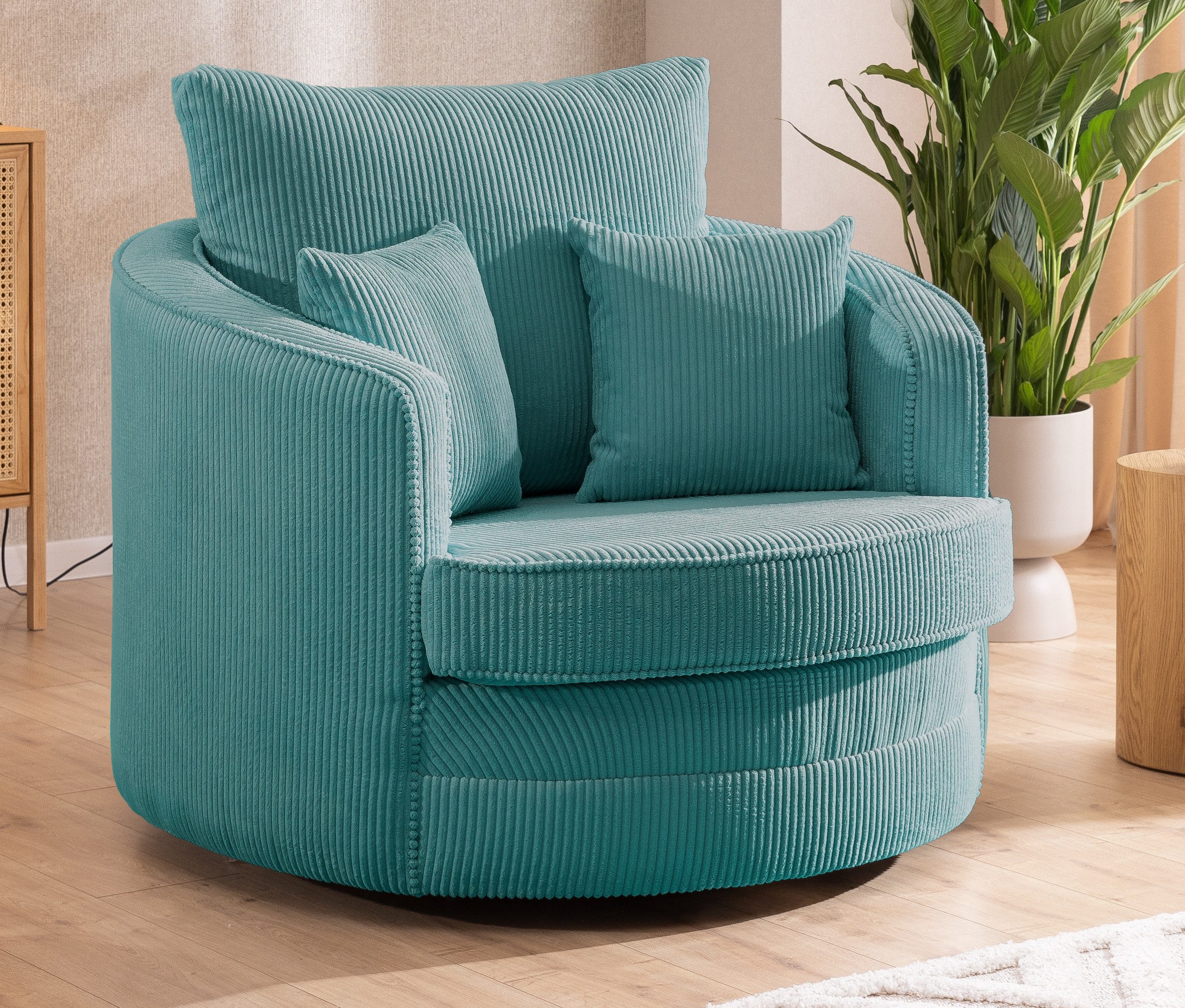S-Style Möbel Drehsessel Ted Love Seat XXL 360 Grad drehbar aus Cord-Stoff, günstig online kaufen